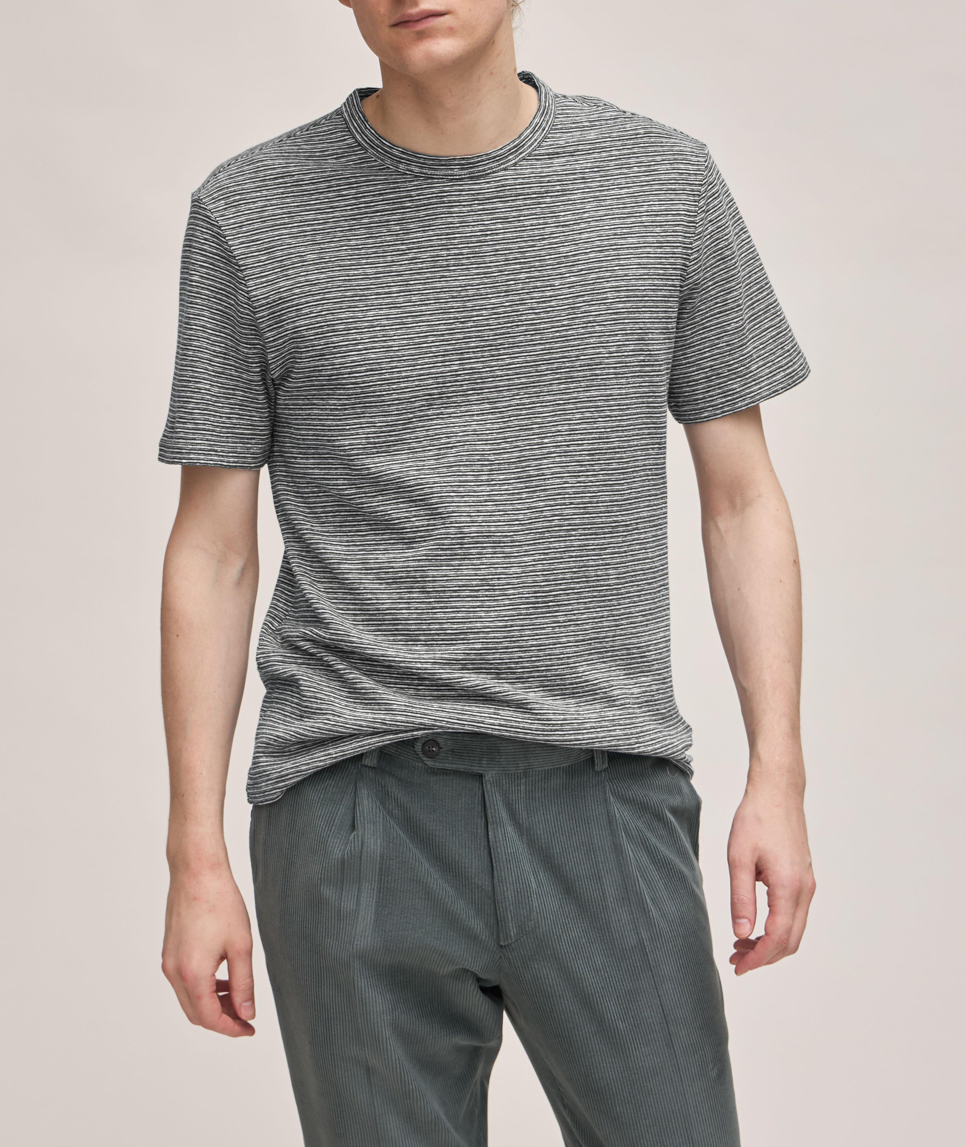 Thin Vertical Striped Cotton-Linen T-Shirt  image 1