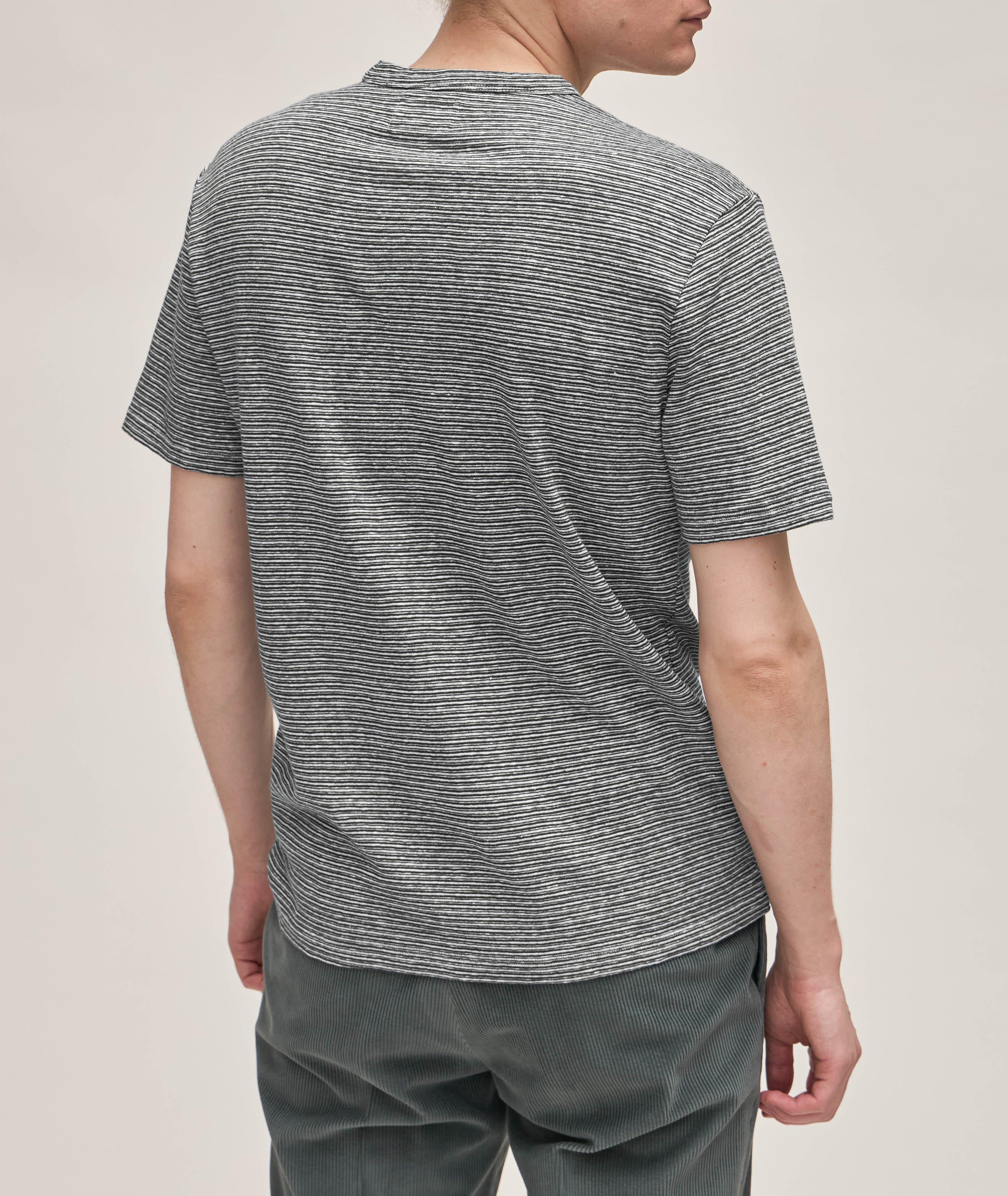 Thin Vertical Striped Cotton-Linen T-Shirt  image 2