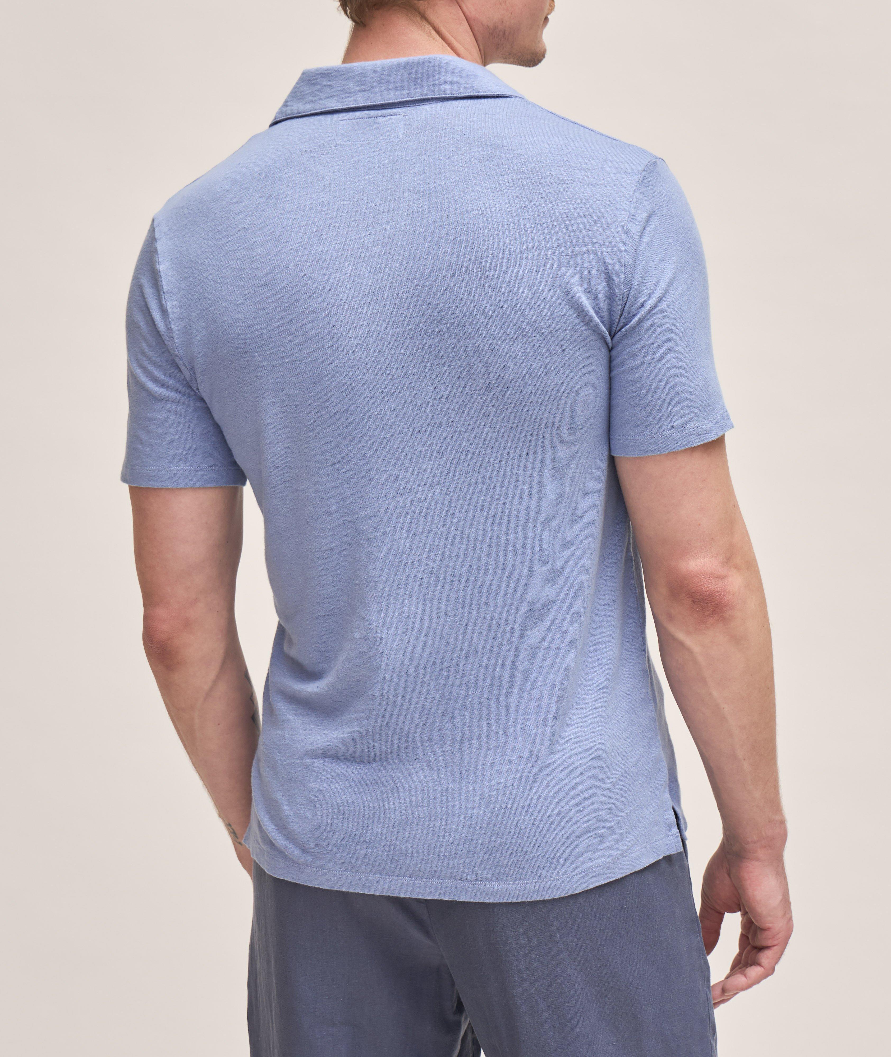Simon Piece Dyed Stretch-Linen Polo image 2