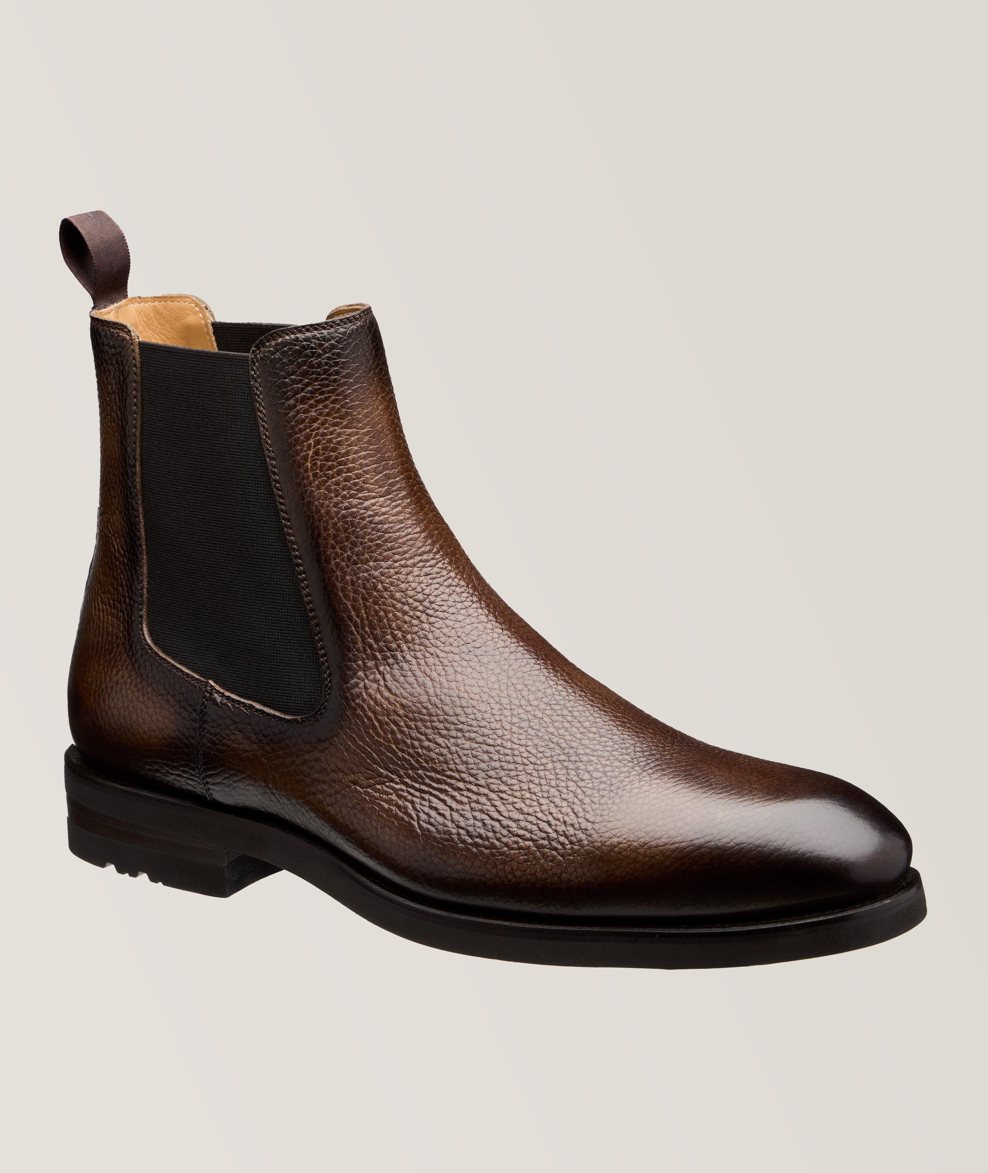 Grained Leather Chelsea Boots