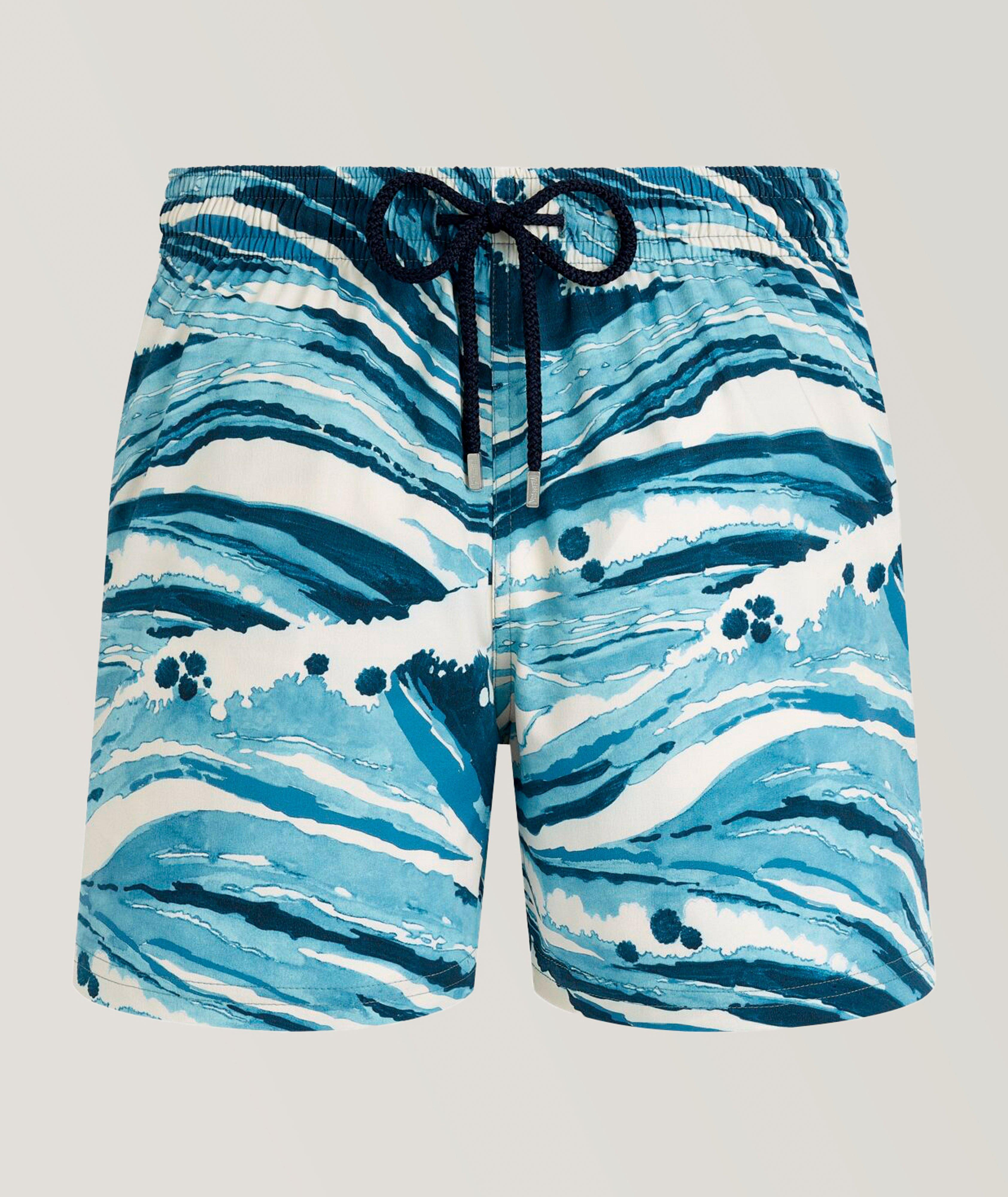 Vilebrequin Maison Kitsuné Collaboration Boheme Wave Swim Trunks In Blue , Men's Size Large