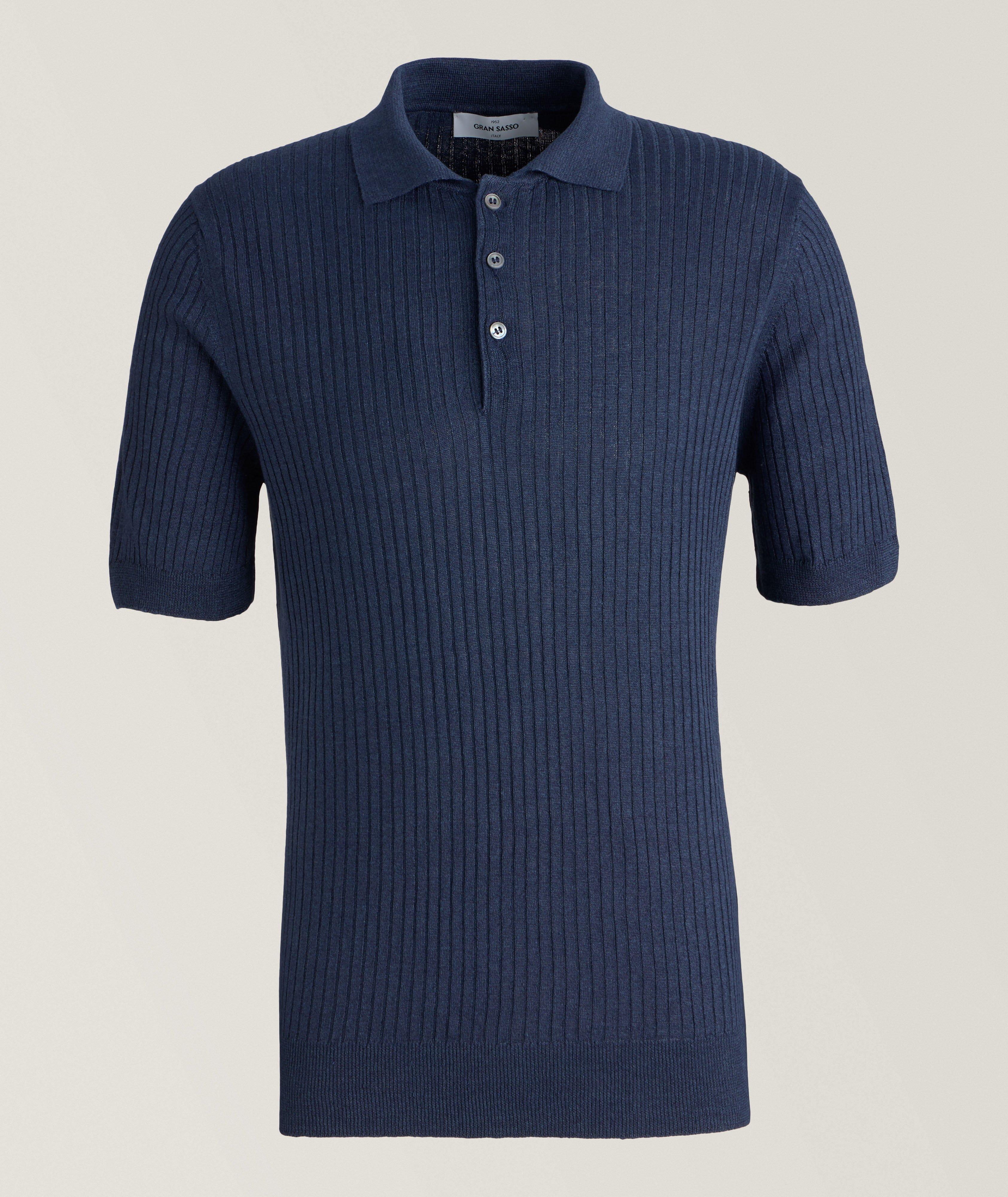 Gran Sasso Polo En Lin Et En Coton En Bleu , Taille Homme 54