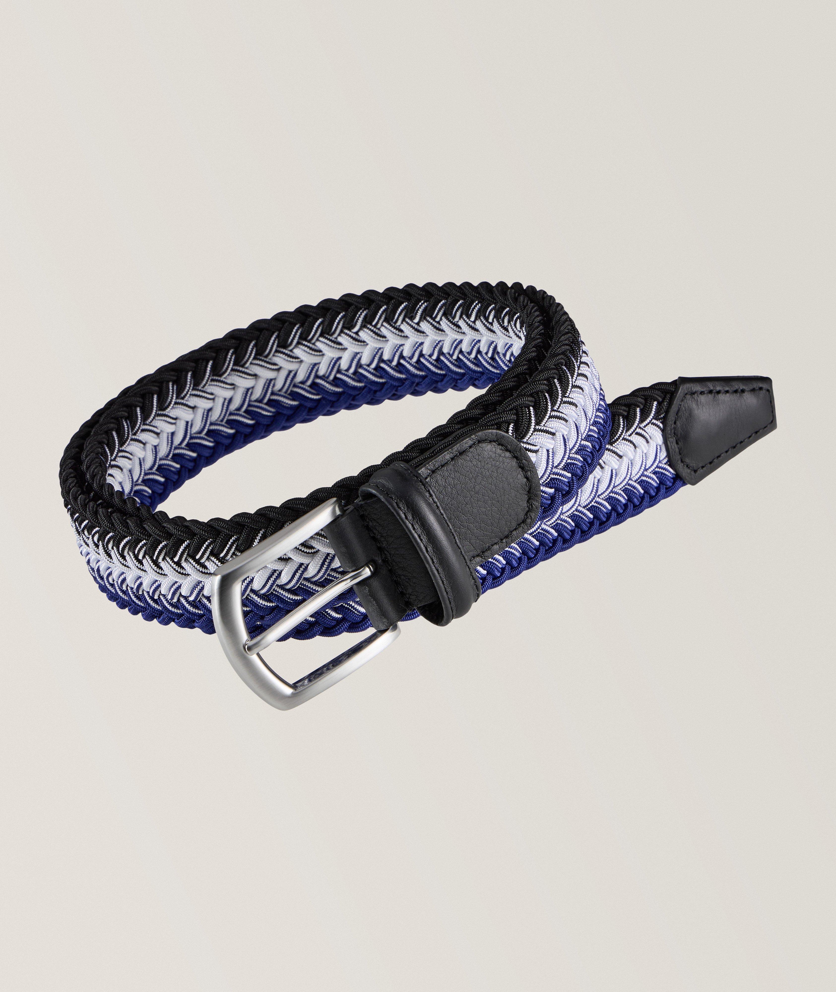 Anderson's Tricolour-Mix Stretch-Woven Pin-Buckle Belt In Blue Size 46