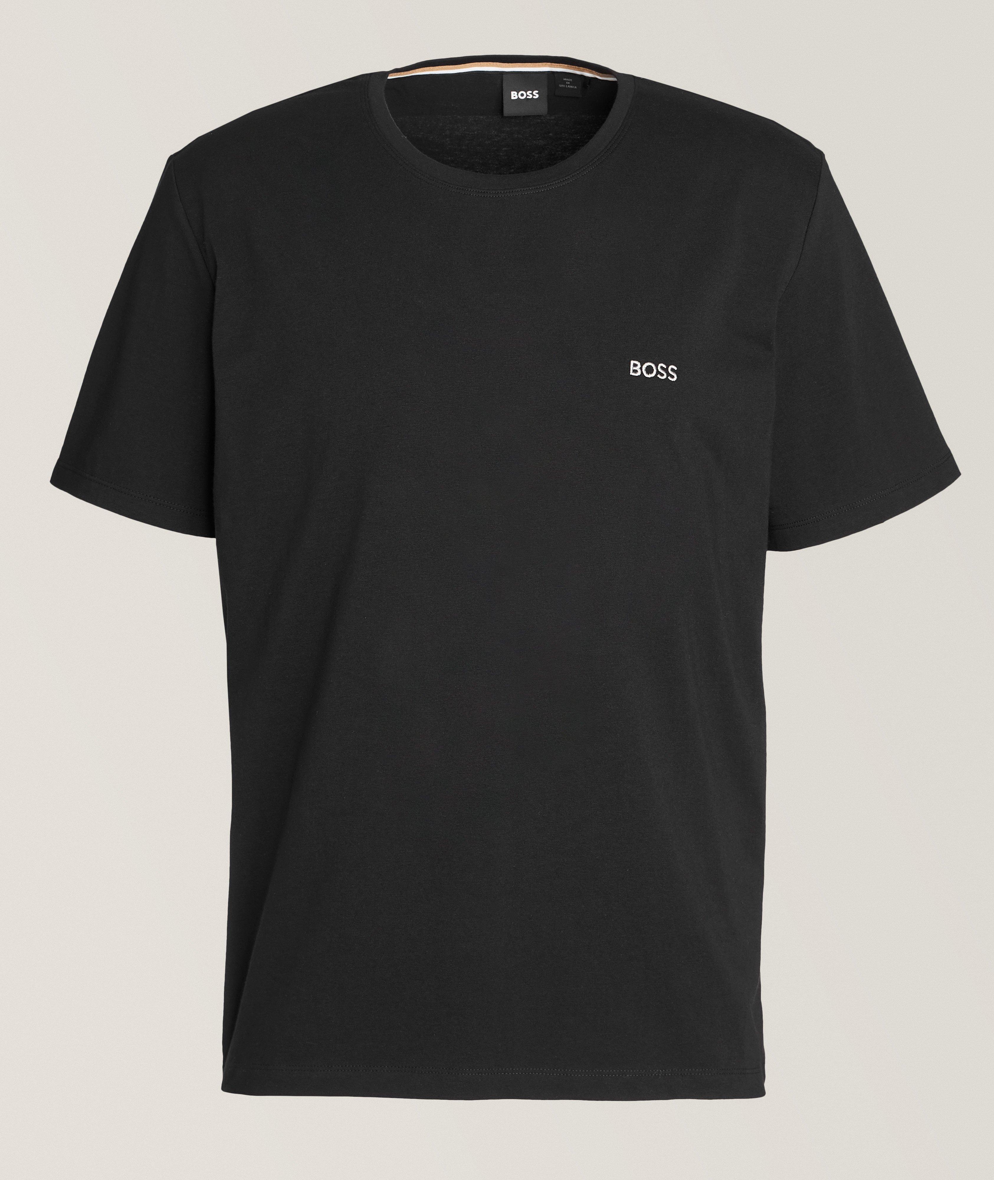 BOSS T-Shirt En Coton Extensible, Collection À Agencer En Noir , Taille Homme Petit