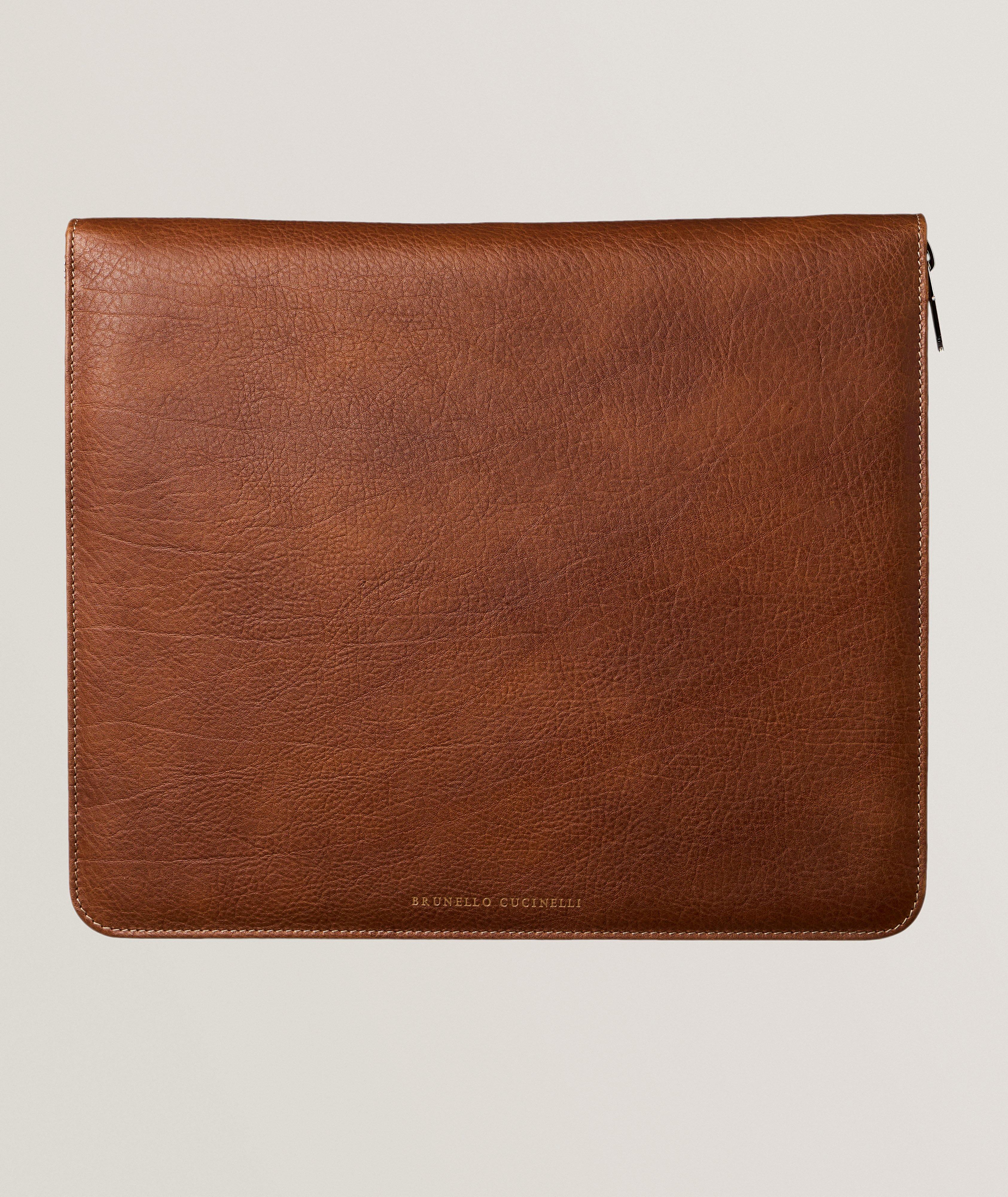 Brunello Cucinelli Porte-Document En Cuir Grenu En Brun