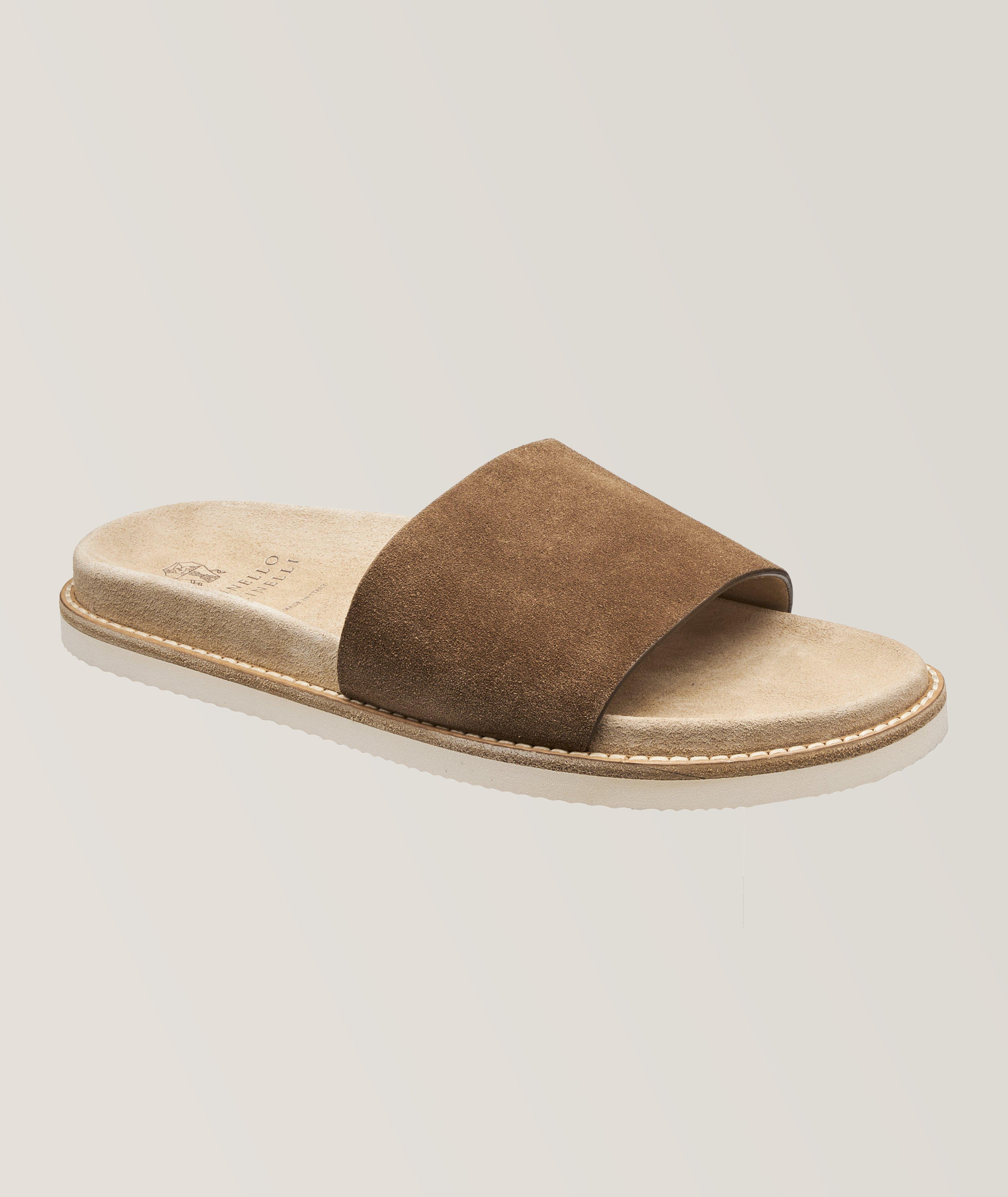 Tonal Suede Slide Sandals