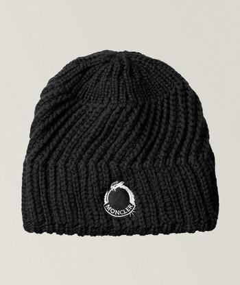 Moncler Ribbed Wool-Cashmere Beanie, Hats