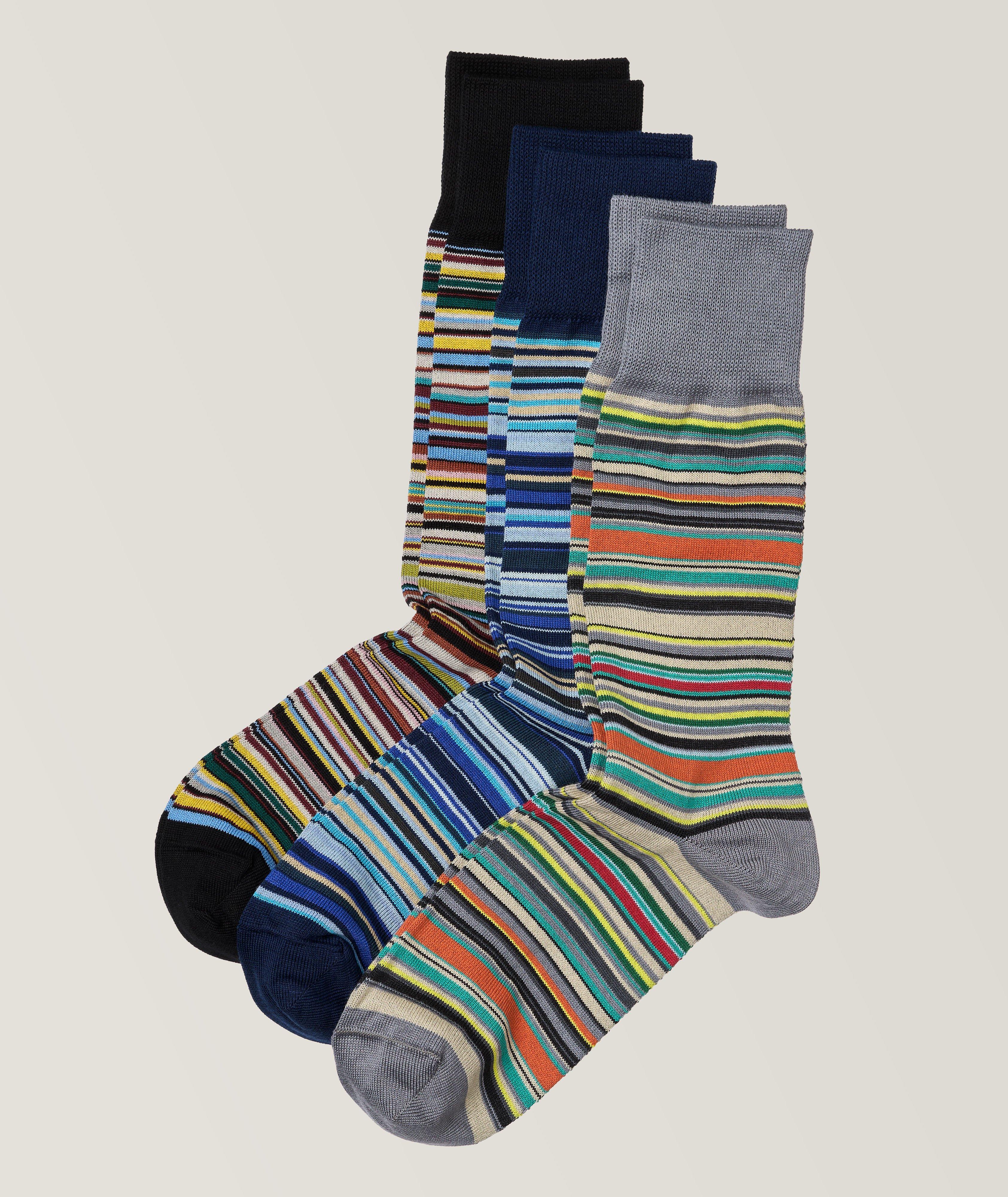 Paul Smith Ensemble De Trois Paires De Chaussettes En Coton Extensible En Multicolor