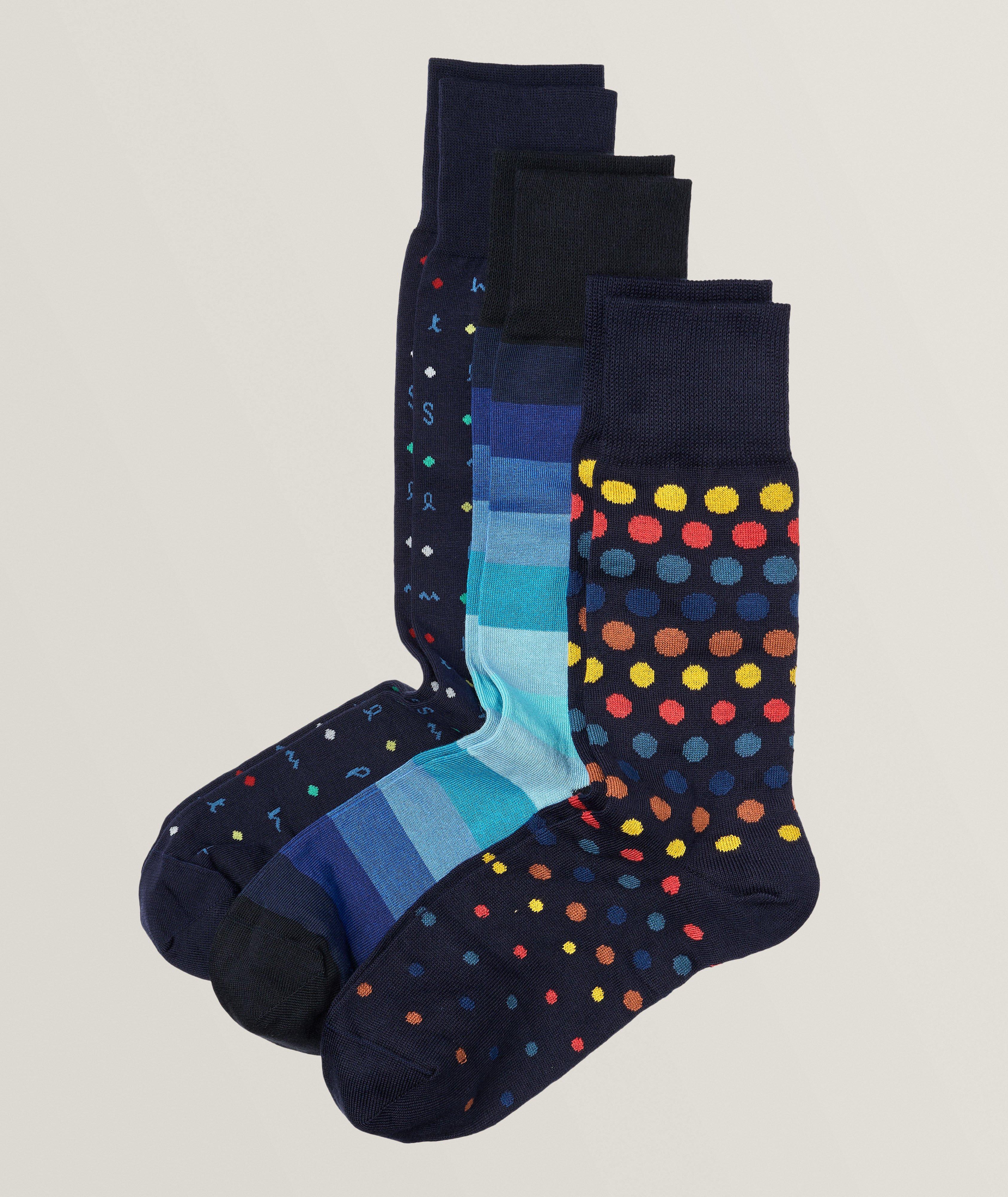 Paul Smith Ensemble De Trois Paires De Chaussettes En Coton Extensible En Bleu