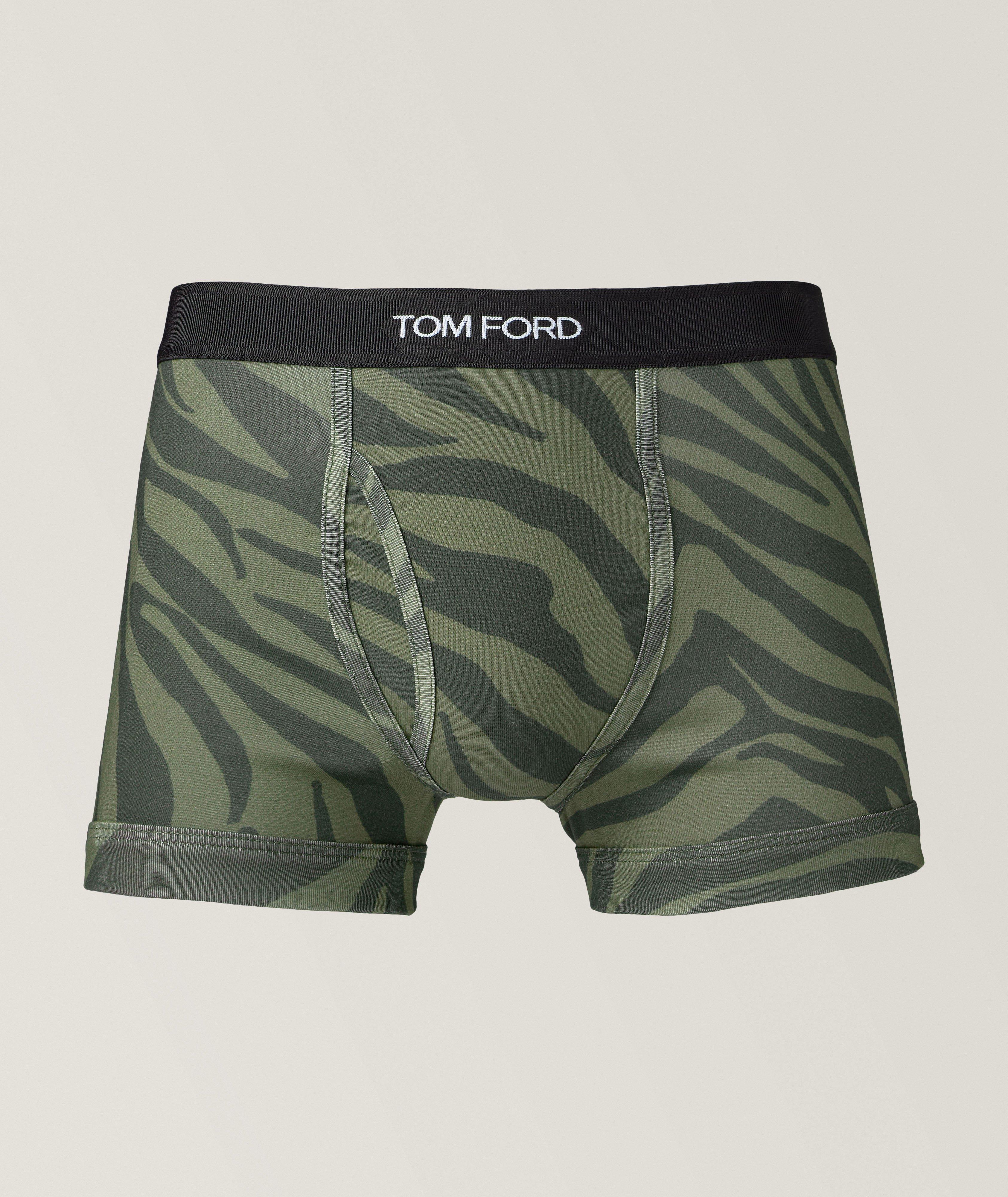 Tom Ford Boxeur Court En Jersey De Coton À Zébrures En Vert , Taille Homme Moyen