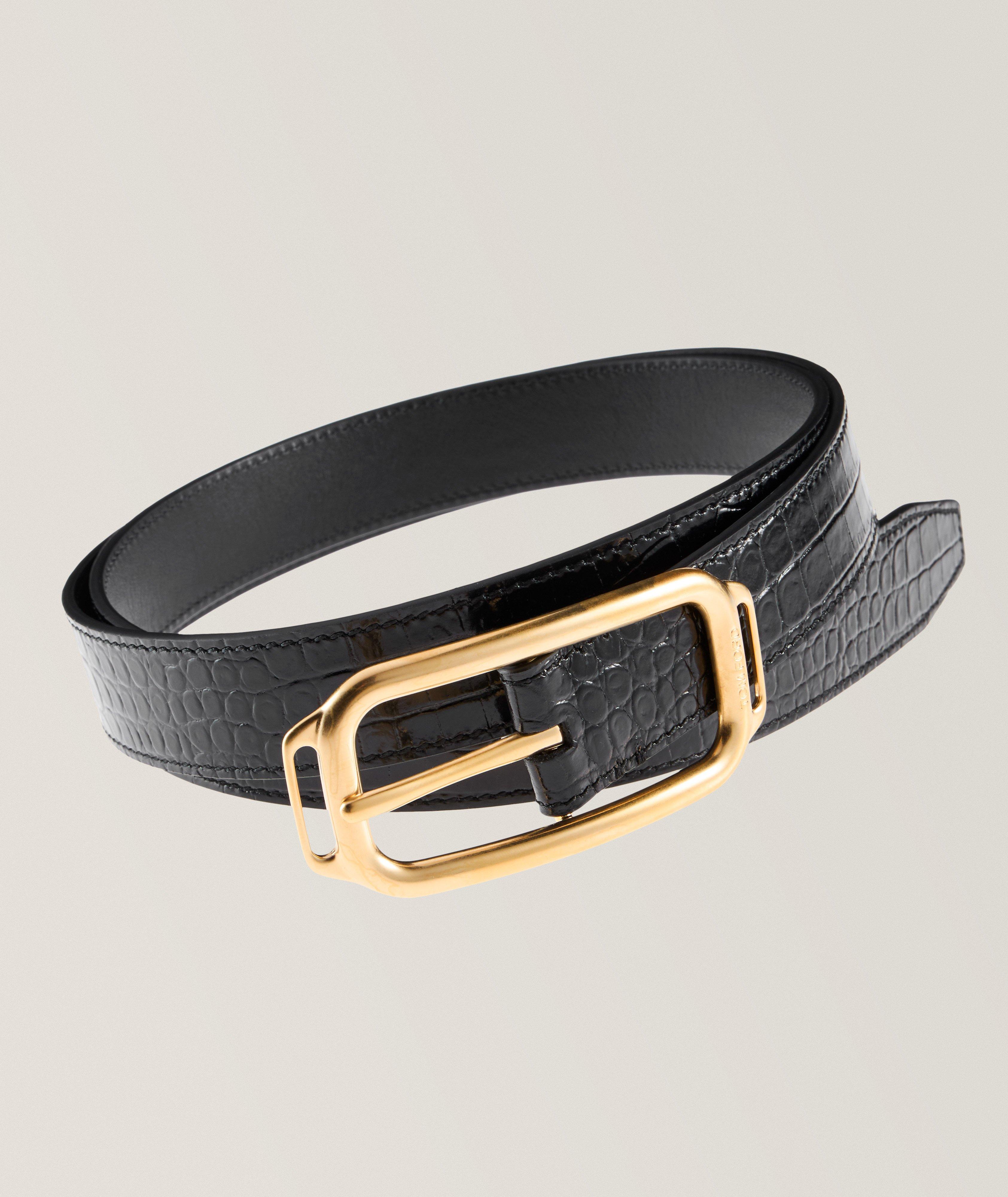 Tom Ford Ceinture En Cuir À Motif Crocodile En Noir , Taille Homme 36