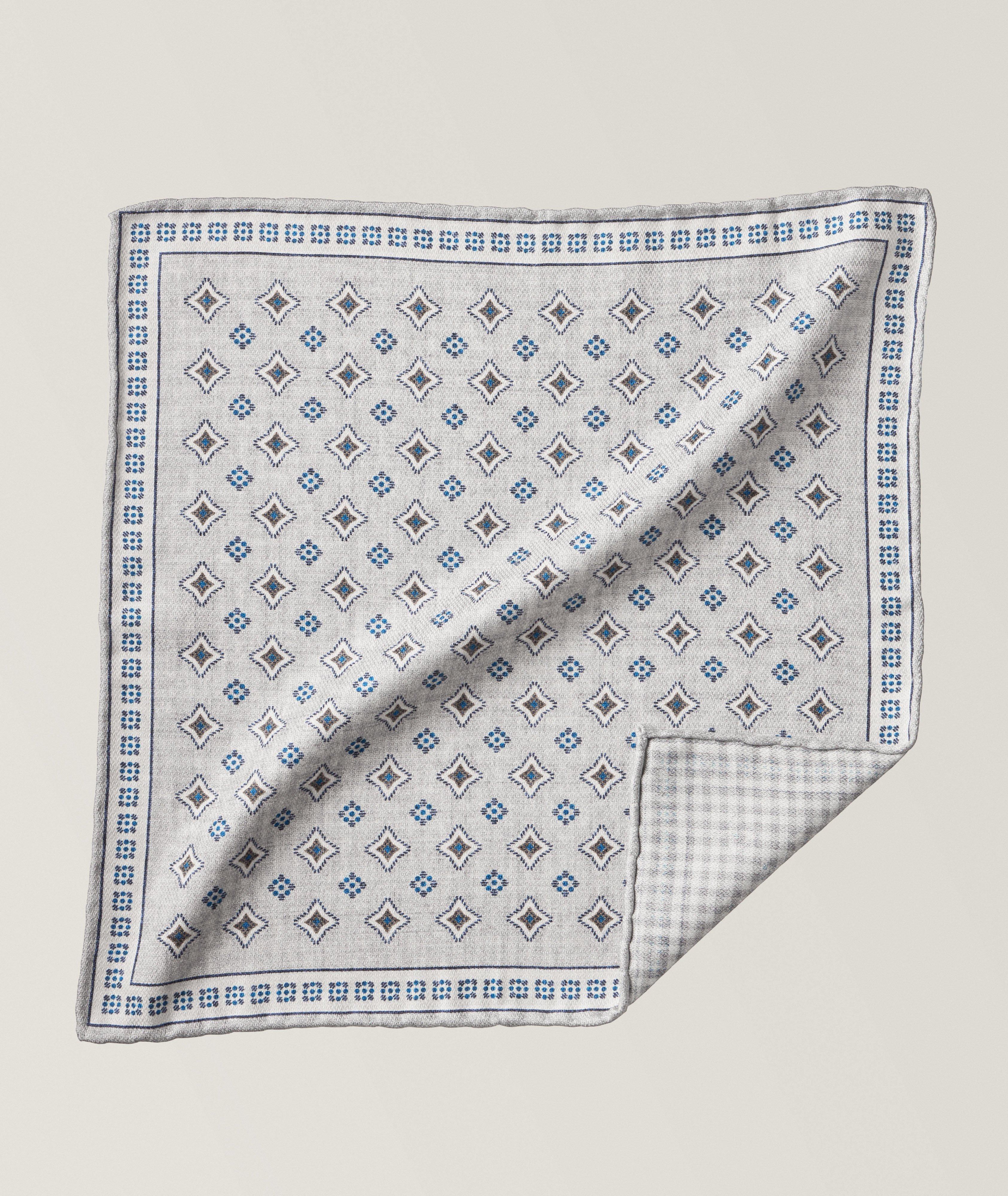 Reversible Neat & Check Silk Pocket Square