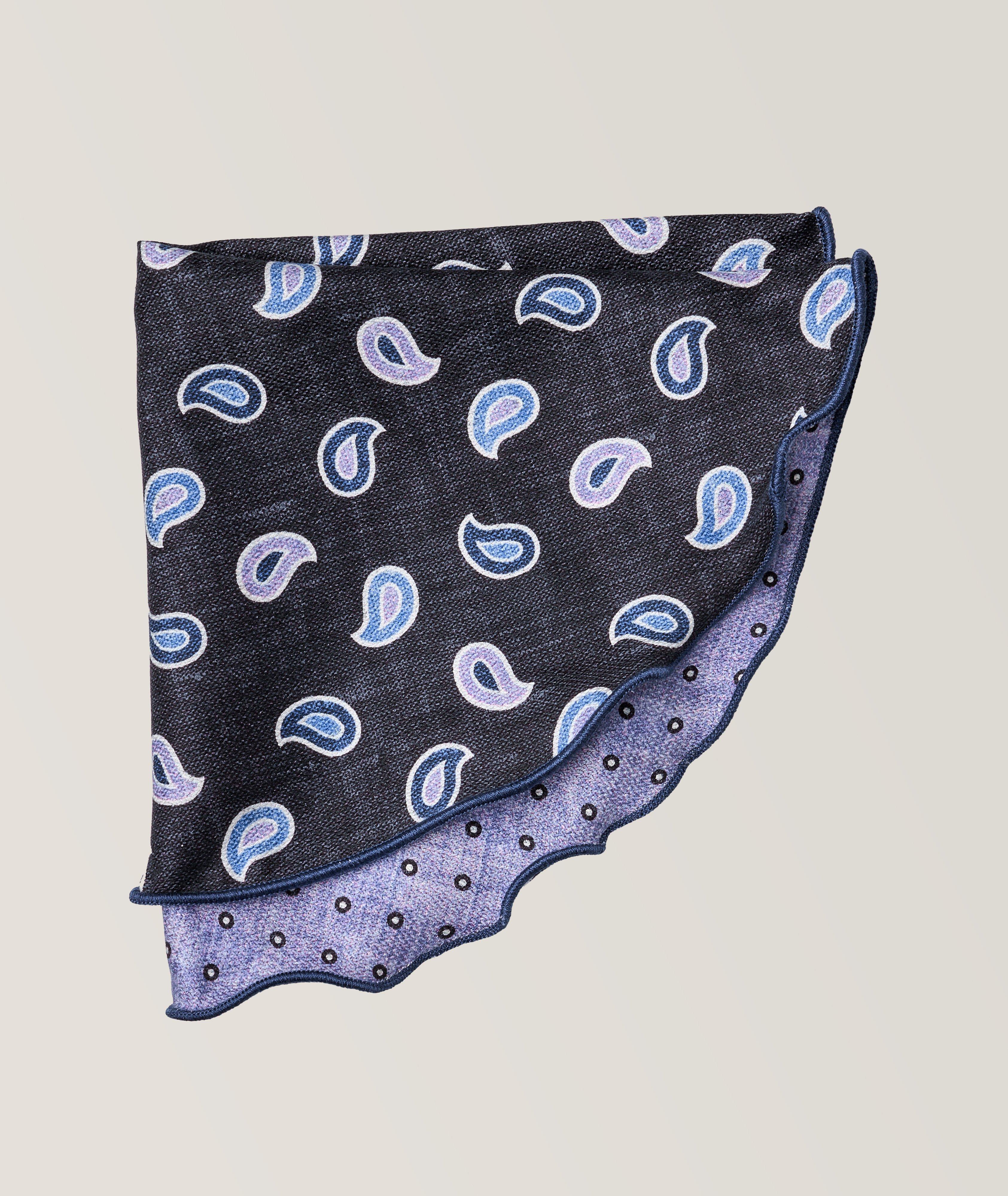 Edward Armah Paisley & Dot Silk Pocket Circle In Purple