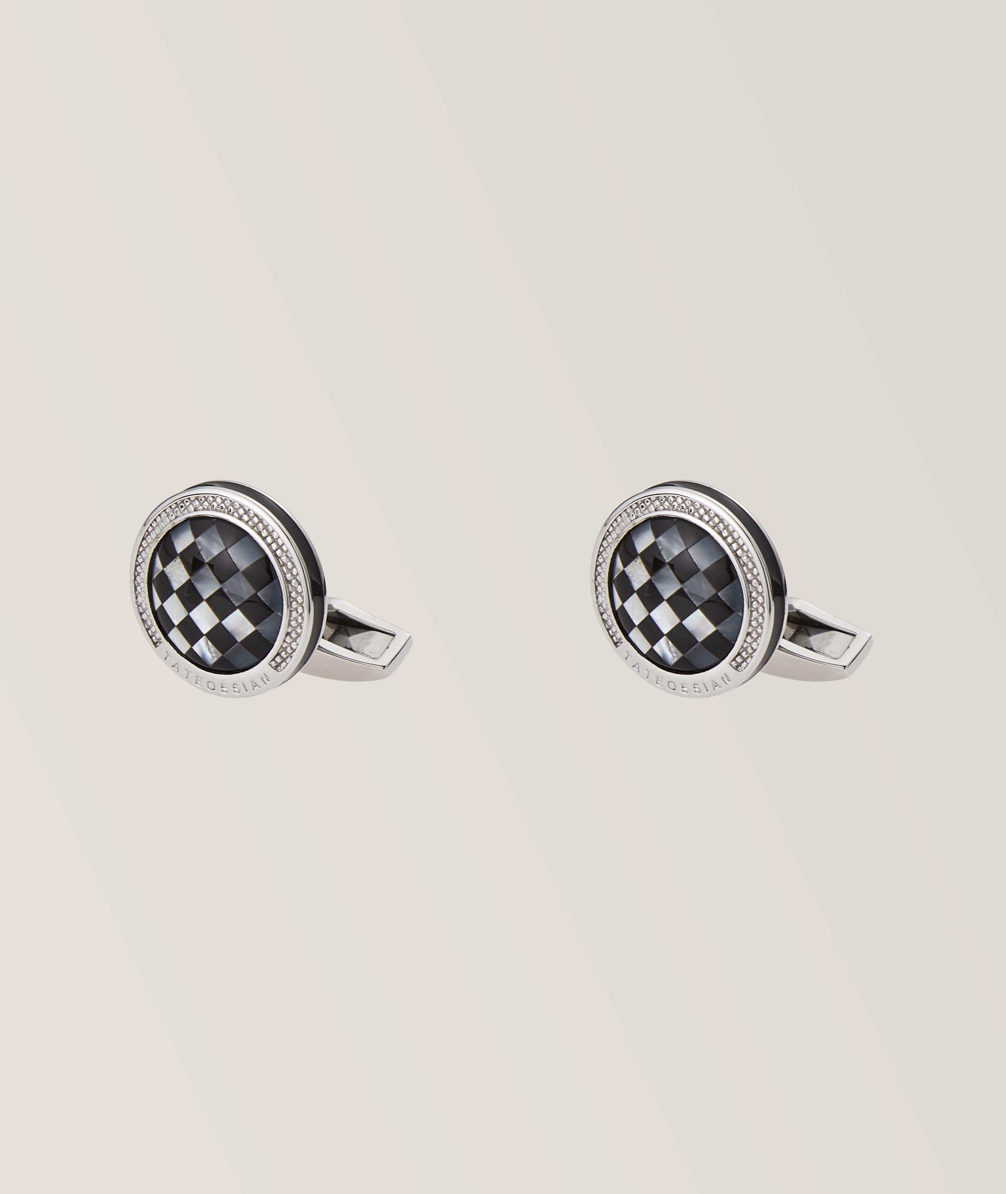 Mother Pearl & Onyx Mosaic Stone Signature Cufflinks