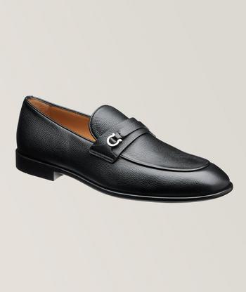 FERRAGAMO Grandioso Pebbled Driving Shoe with Double Gancio