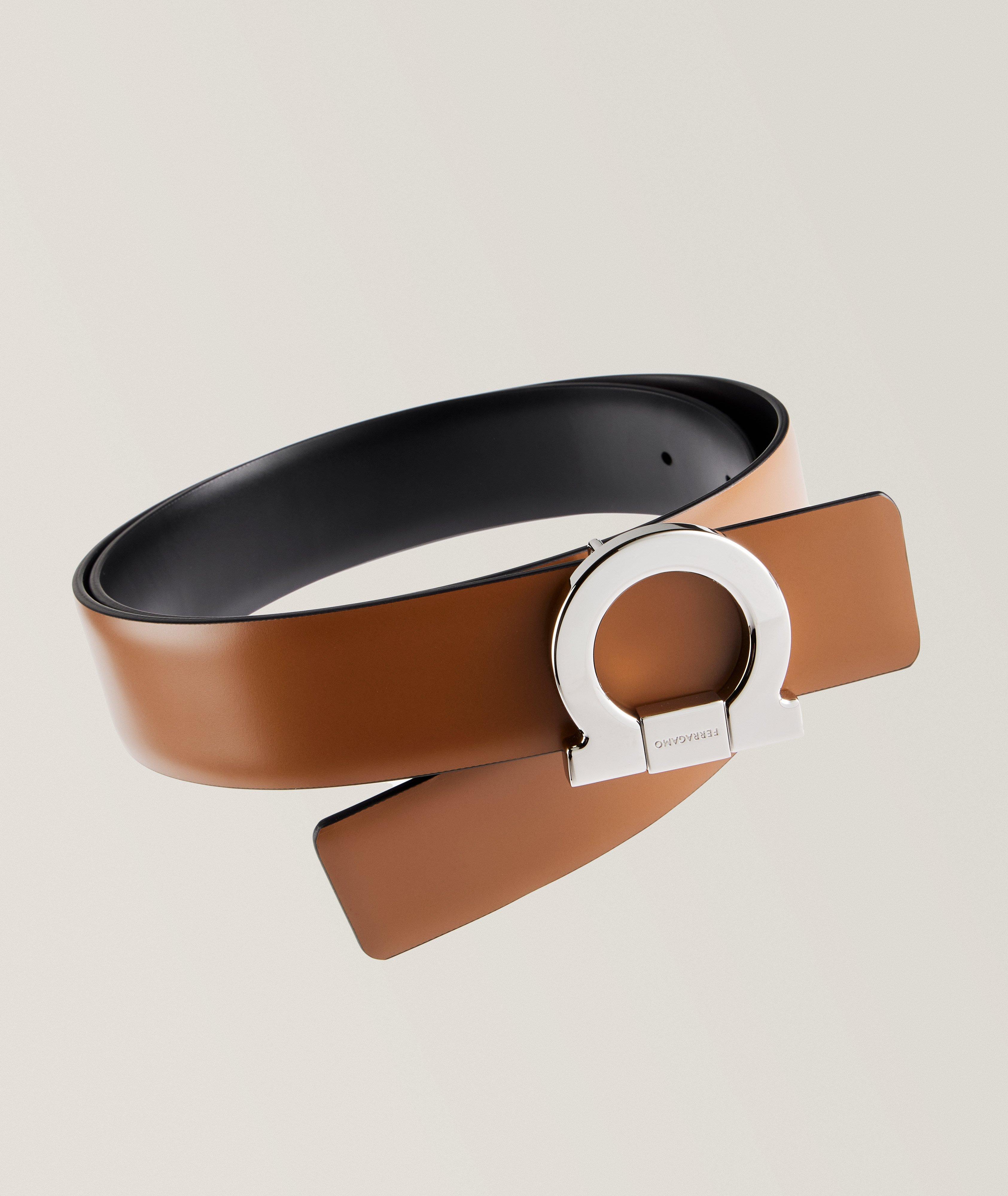 Leather Reversible Gancio Buckle Belt