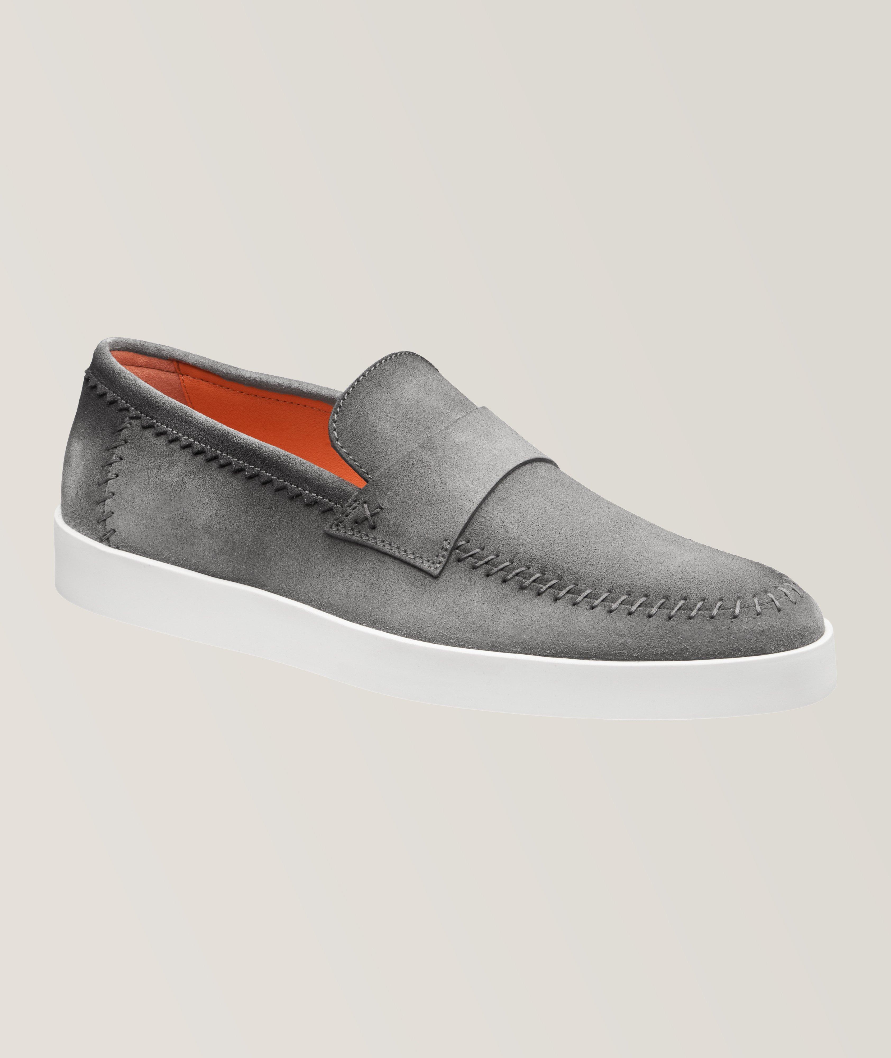 Santoni Flâneur En Suède En Gris , Taille Homme 10