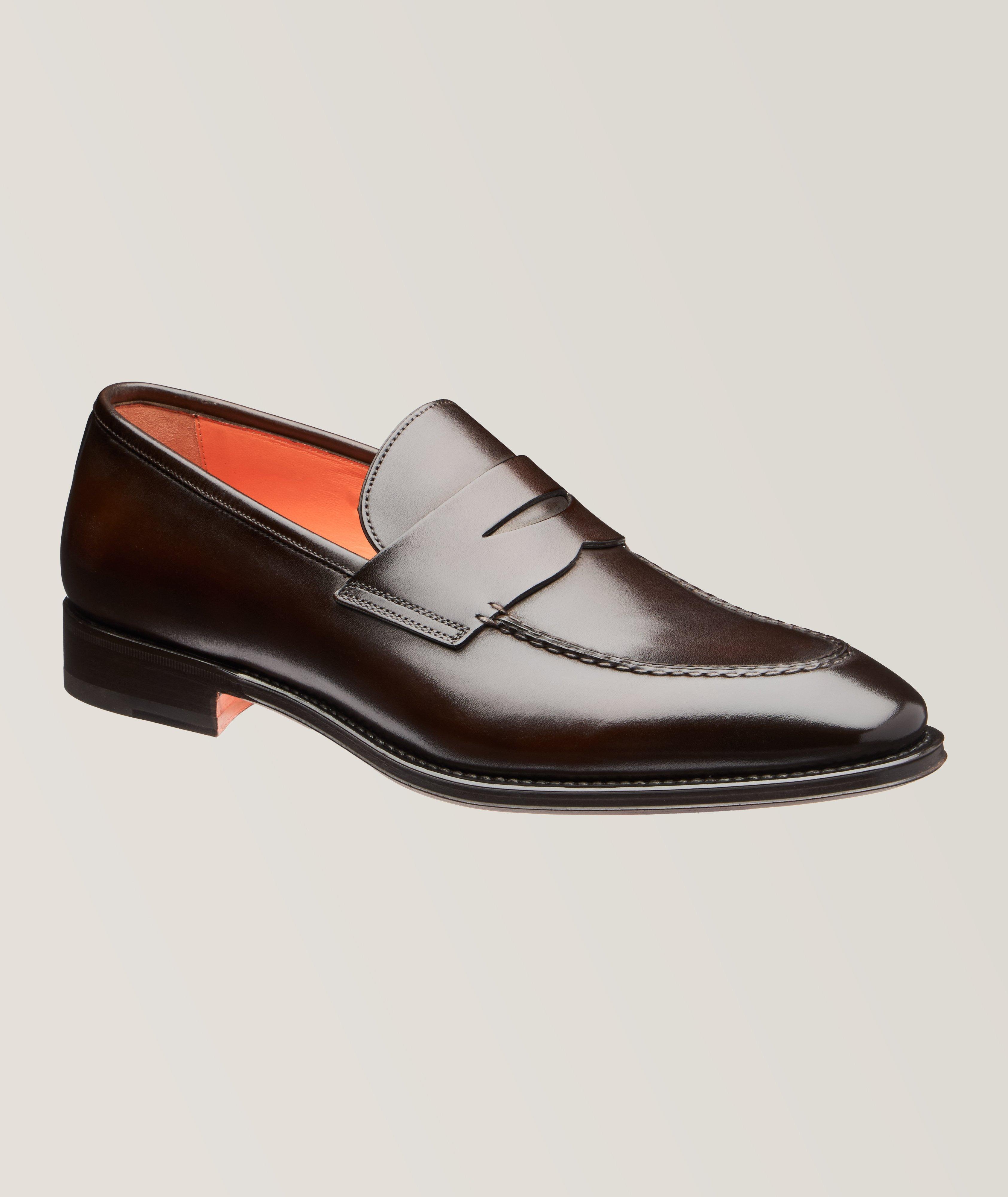 Santoni Flâneur Duke En Cuir Poli En Brun , Taille Homme 9