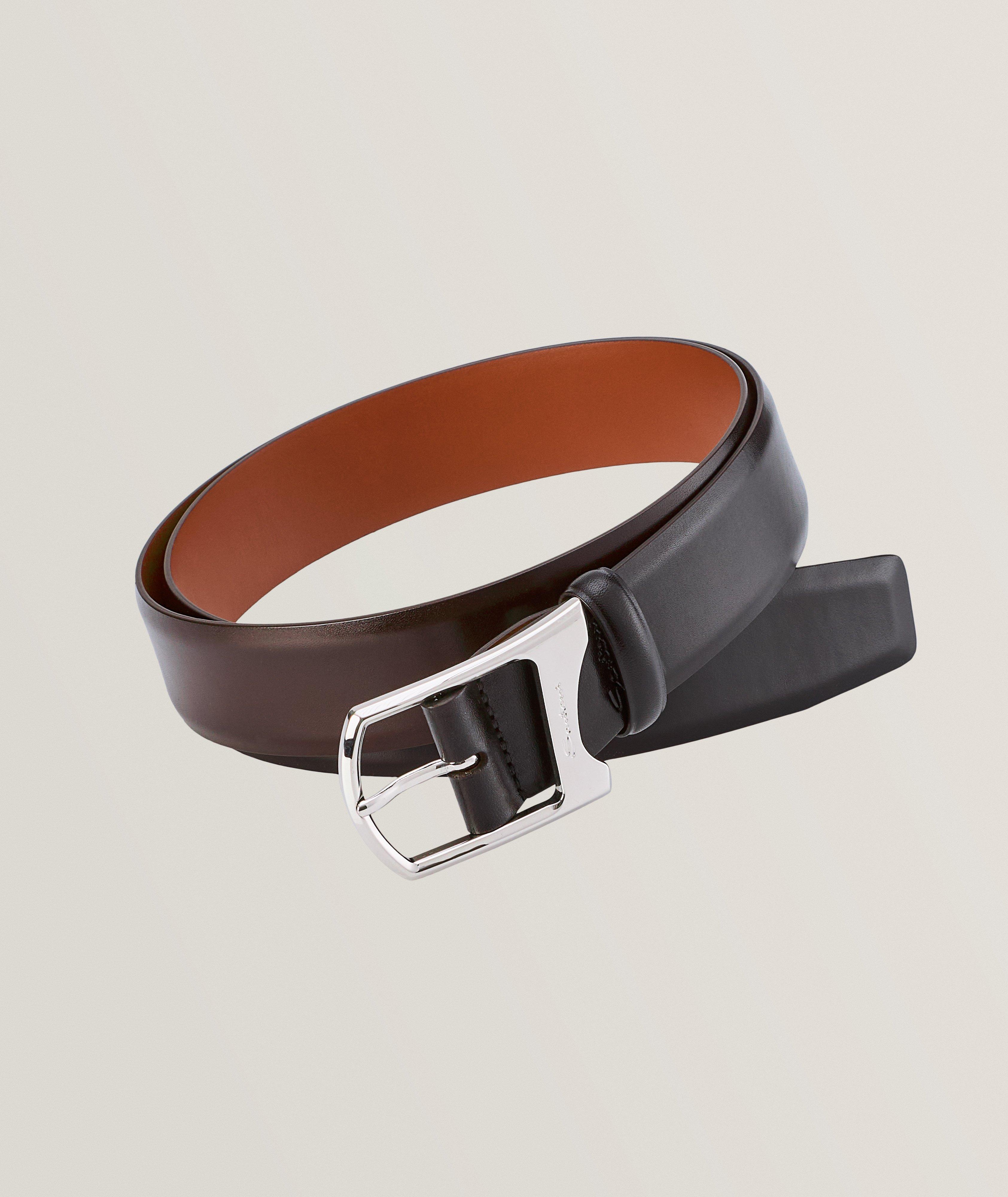 Asymmetric Buckle Leather Belt