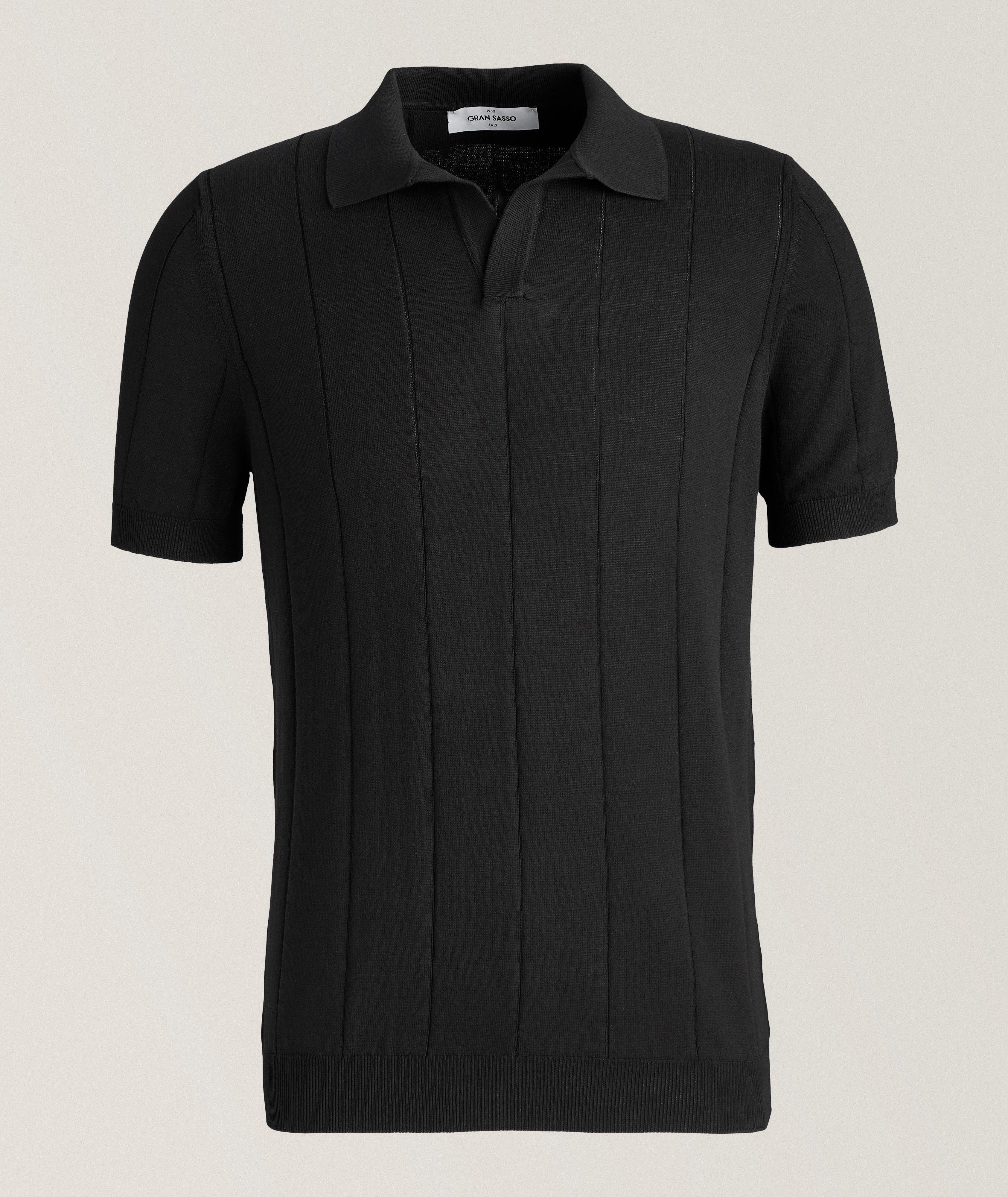 Gran Sasso Polo En Tricot À Mailles Tombées En Noir , Taille Homme 50