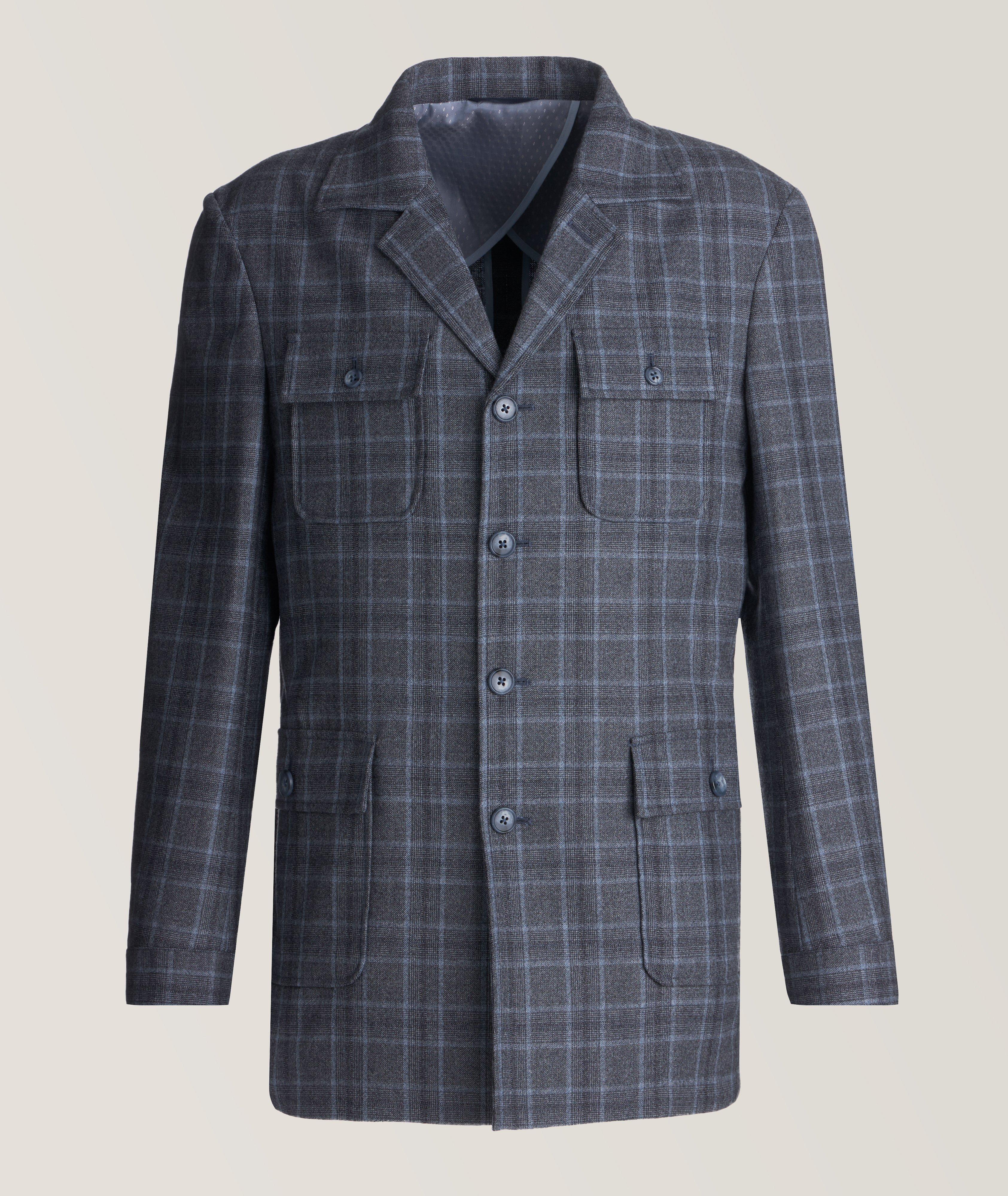 Windowpane Wool Overshirt image 0