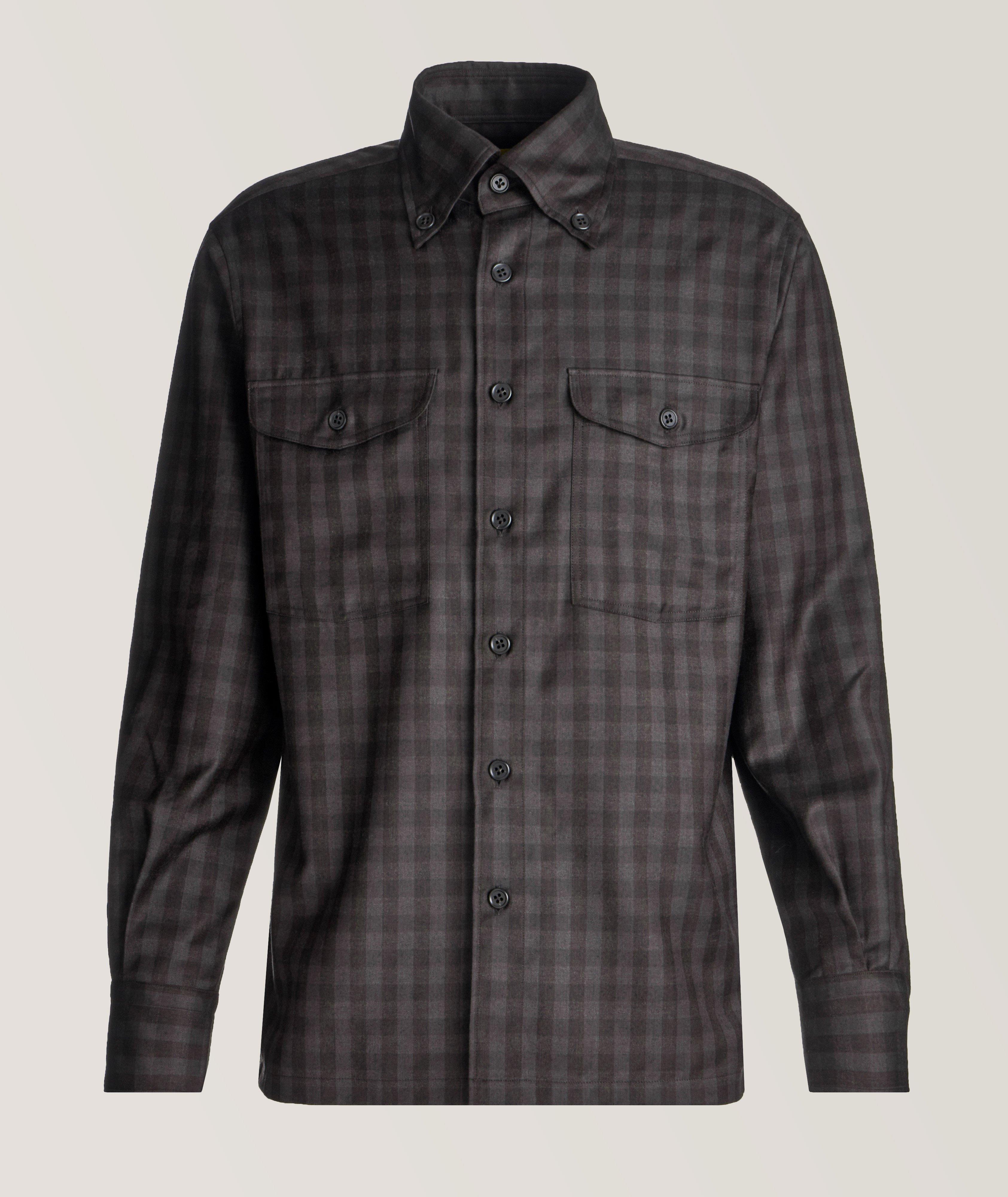 Checkered Wool-Cashmere Overshirt image 0