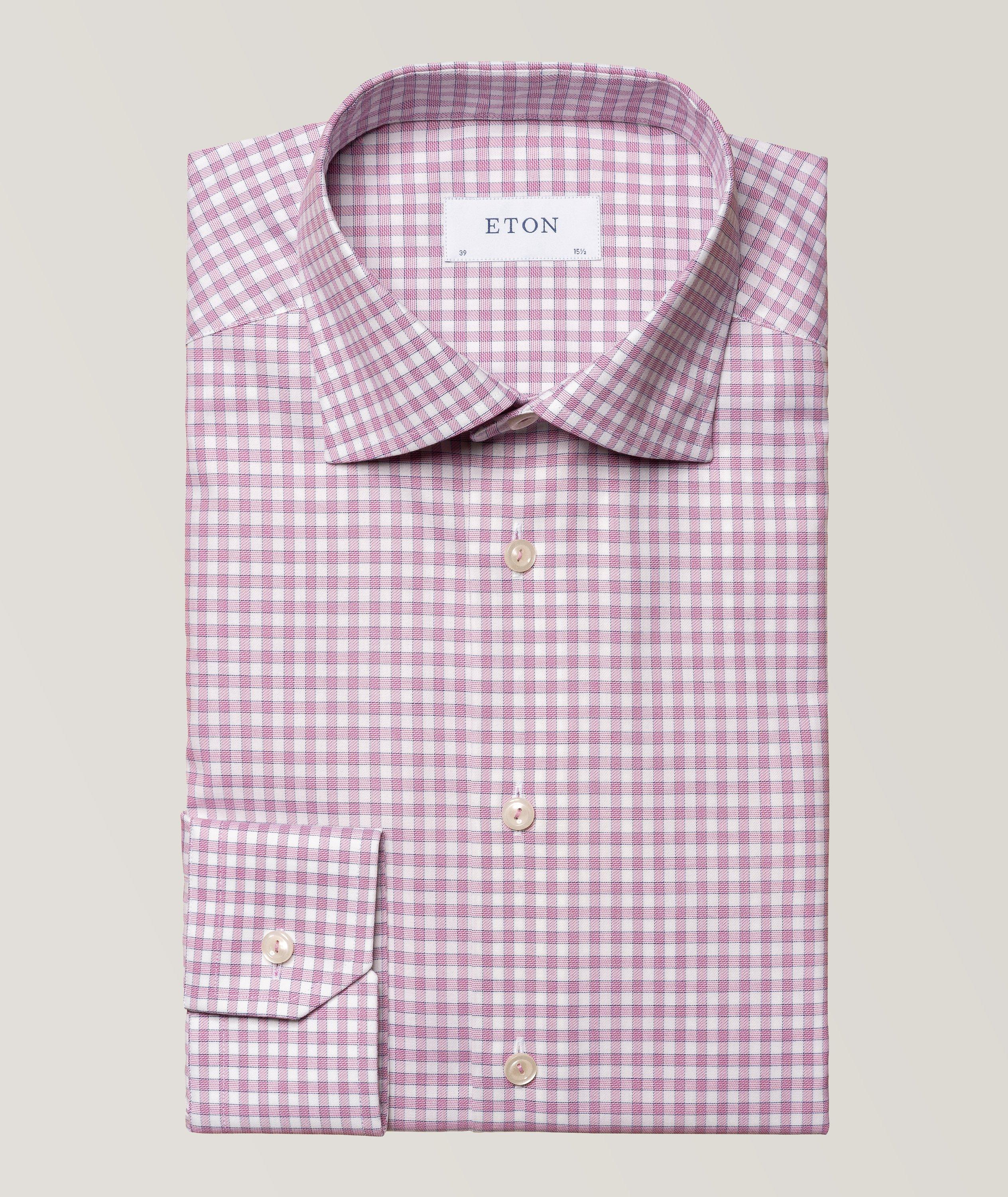 Eton Chemise En Twill À Motif Quadrillé De Coupe Amincie En Rose , Taille Homme 15