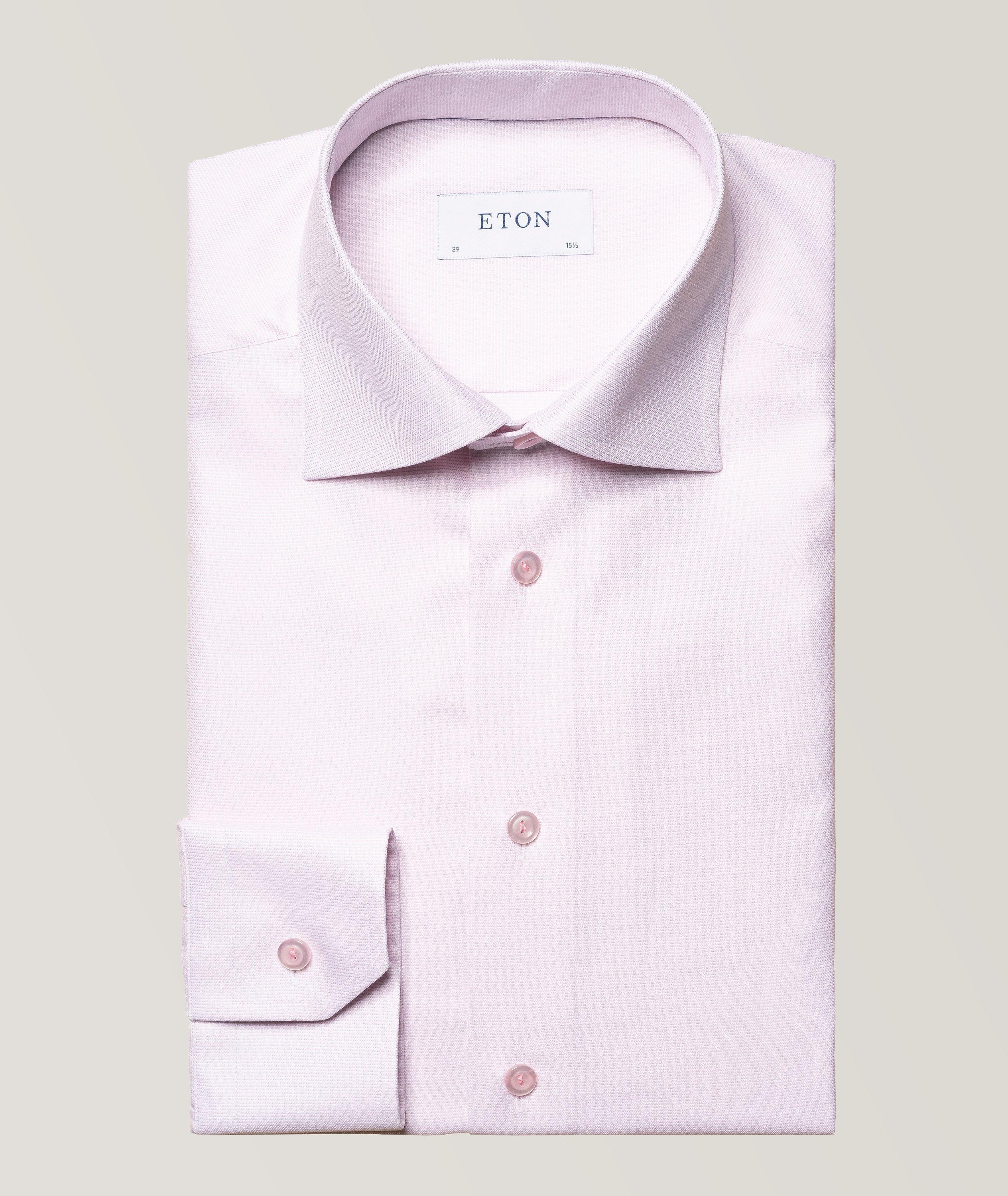 Eton Chemise À Tissage Façonné En Rose , Taille Homme 16