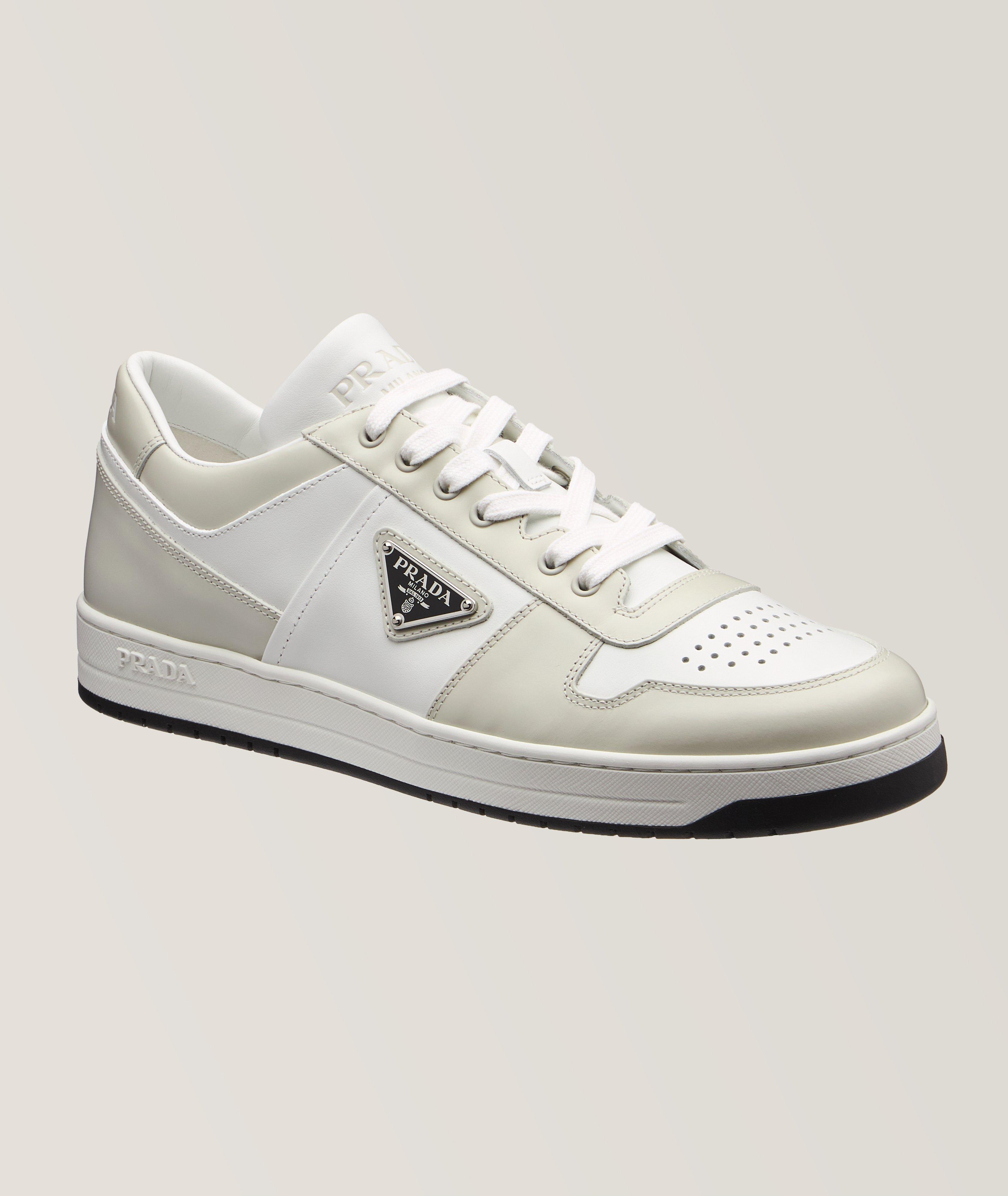 Prada Chaussure Sport Downtown En Cuir En Blanc , Taille Homme 9.5