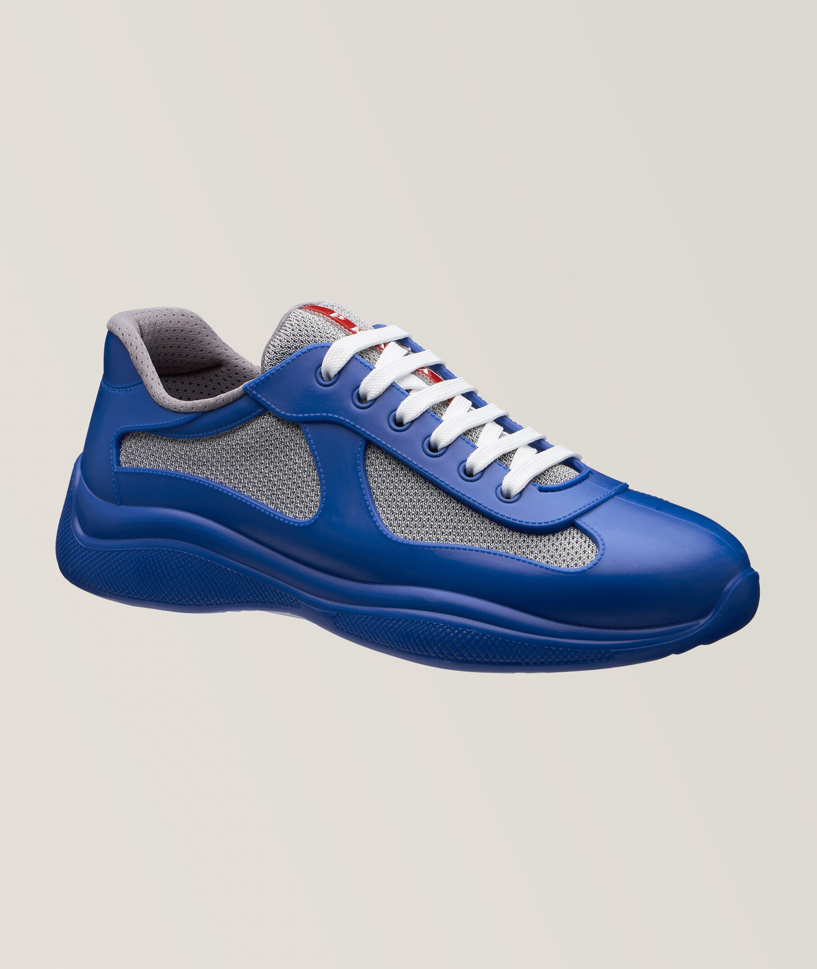 Prada Chaussure Sport Coupe De L’America Aux Textures Variées En Bleu , Taille Homme 41