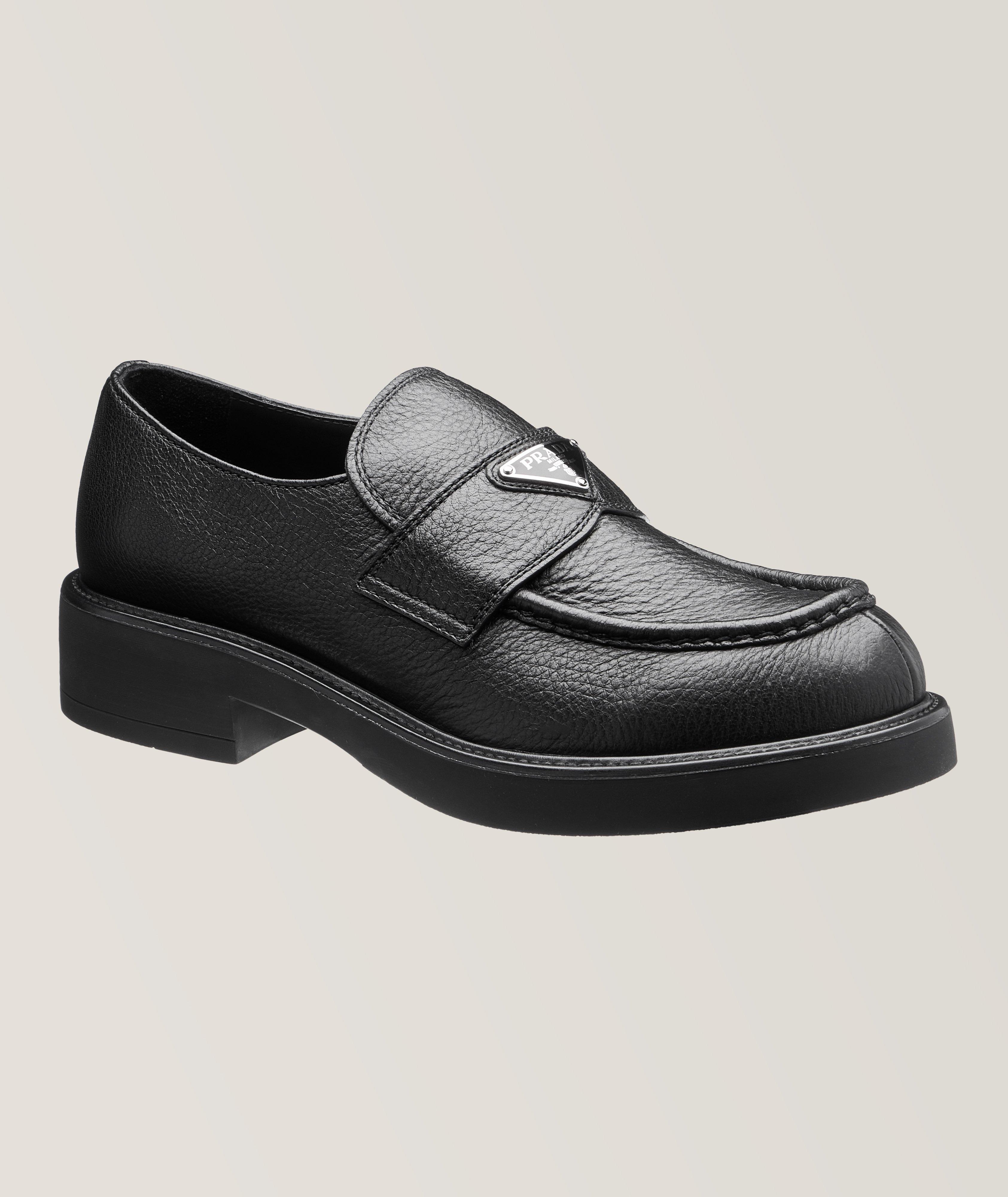 Prada Flâneur En Cuir De Chevreuil Avec Logo En Noir , Taille Homme 10.5