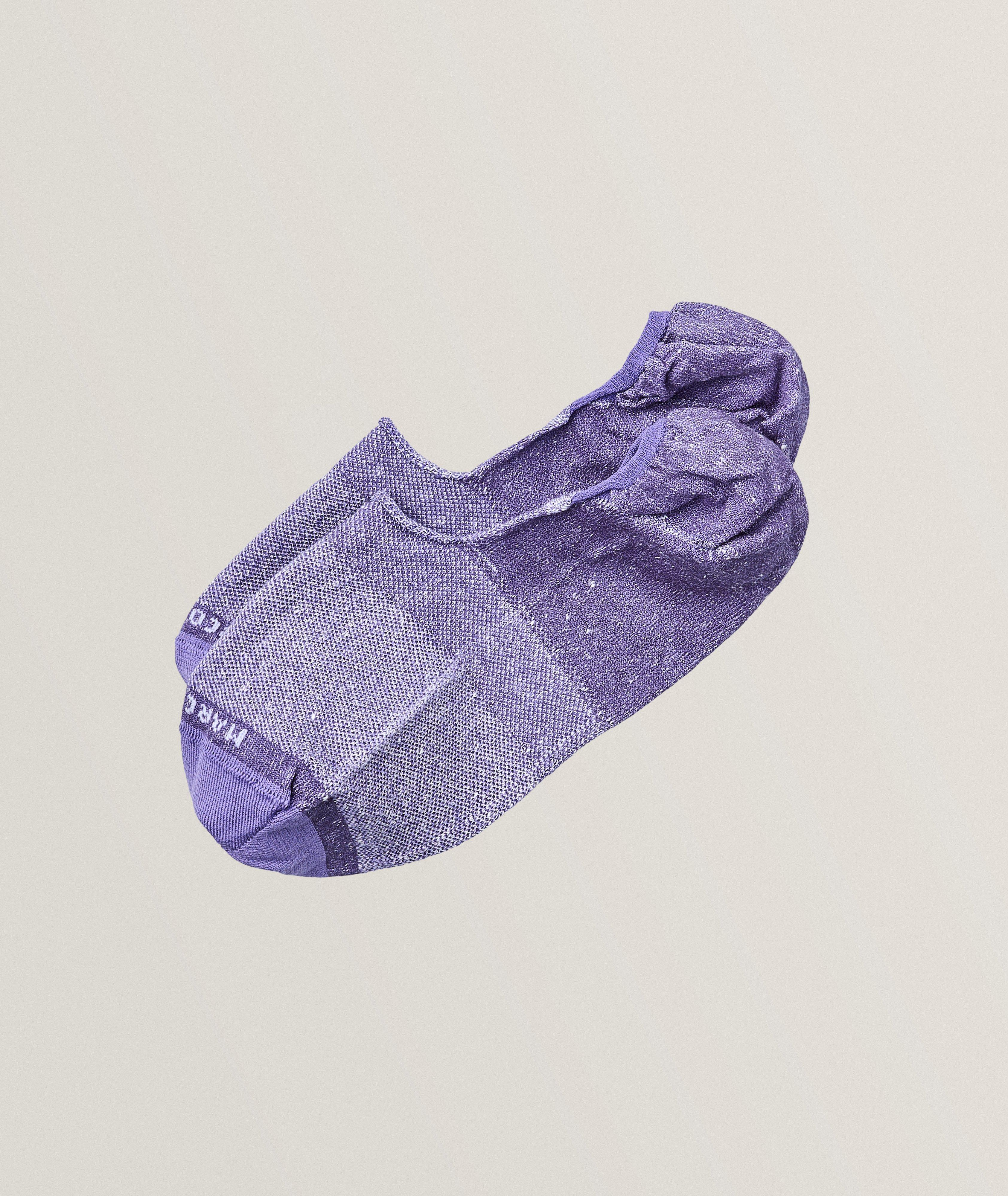 Marcoliani Chaussettes Courtes En Mélange De Lin En Violet