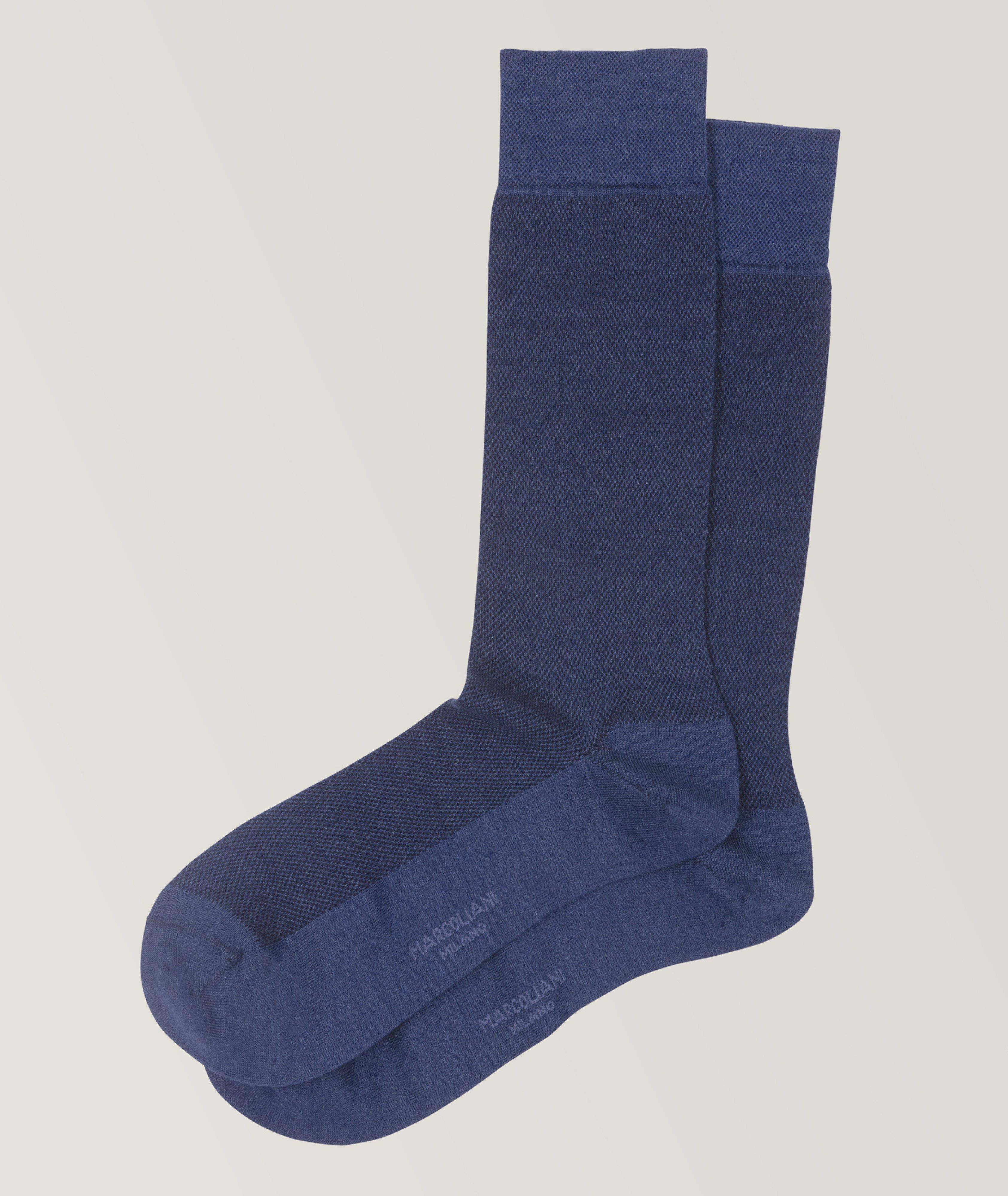 Marcoliani Chaussettes En Mélange De Lin Et De Coton En Bleu