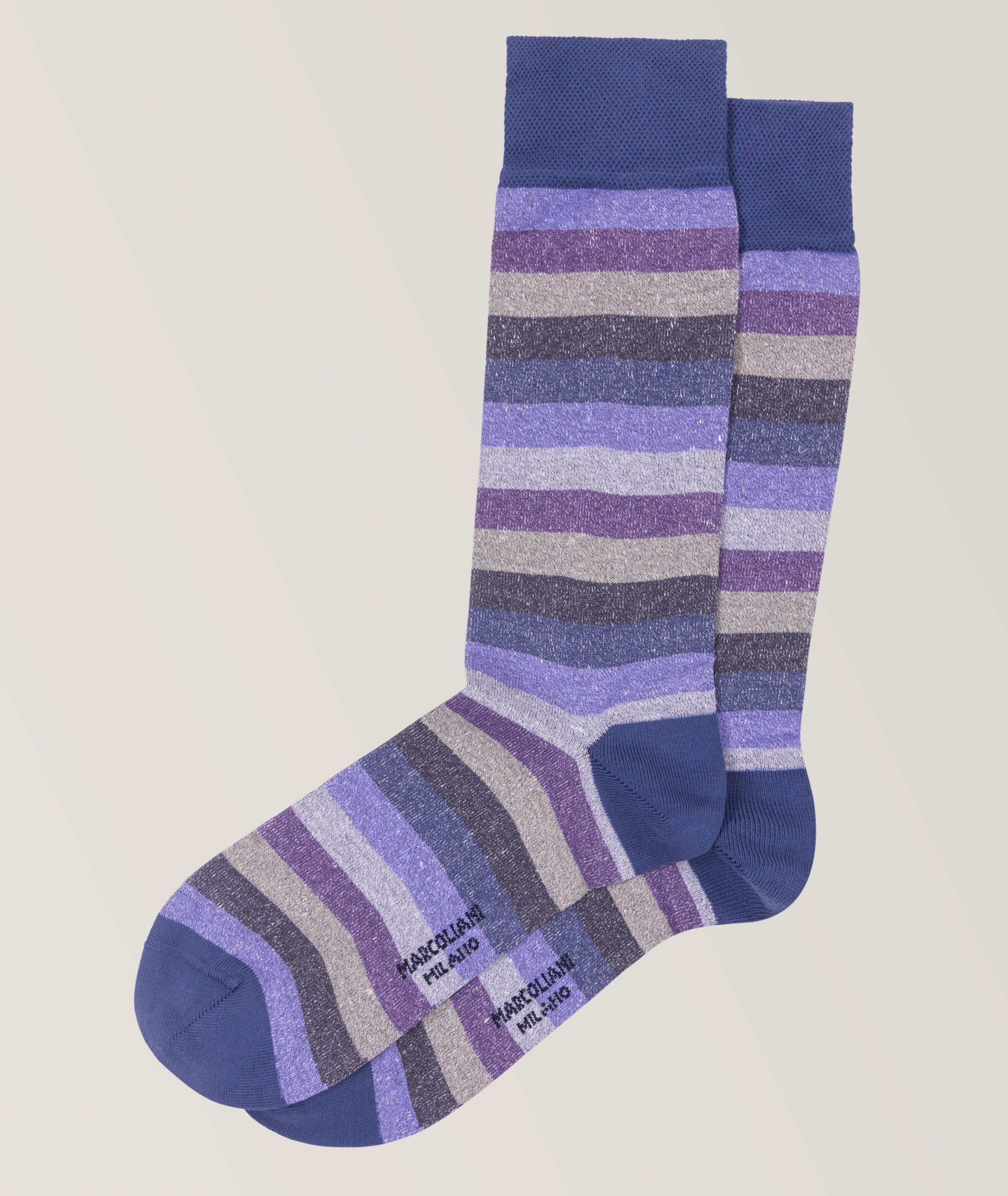 Striped Linen-Blend Dress Socks