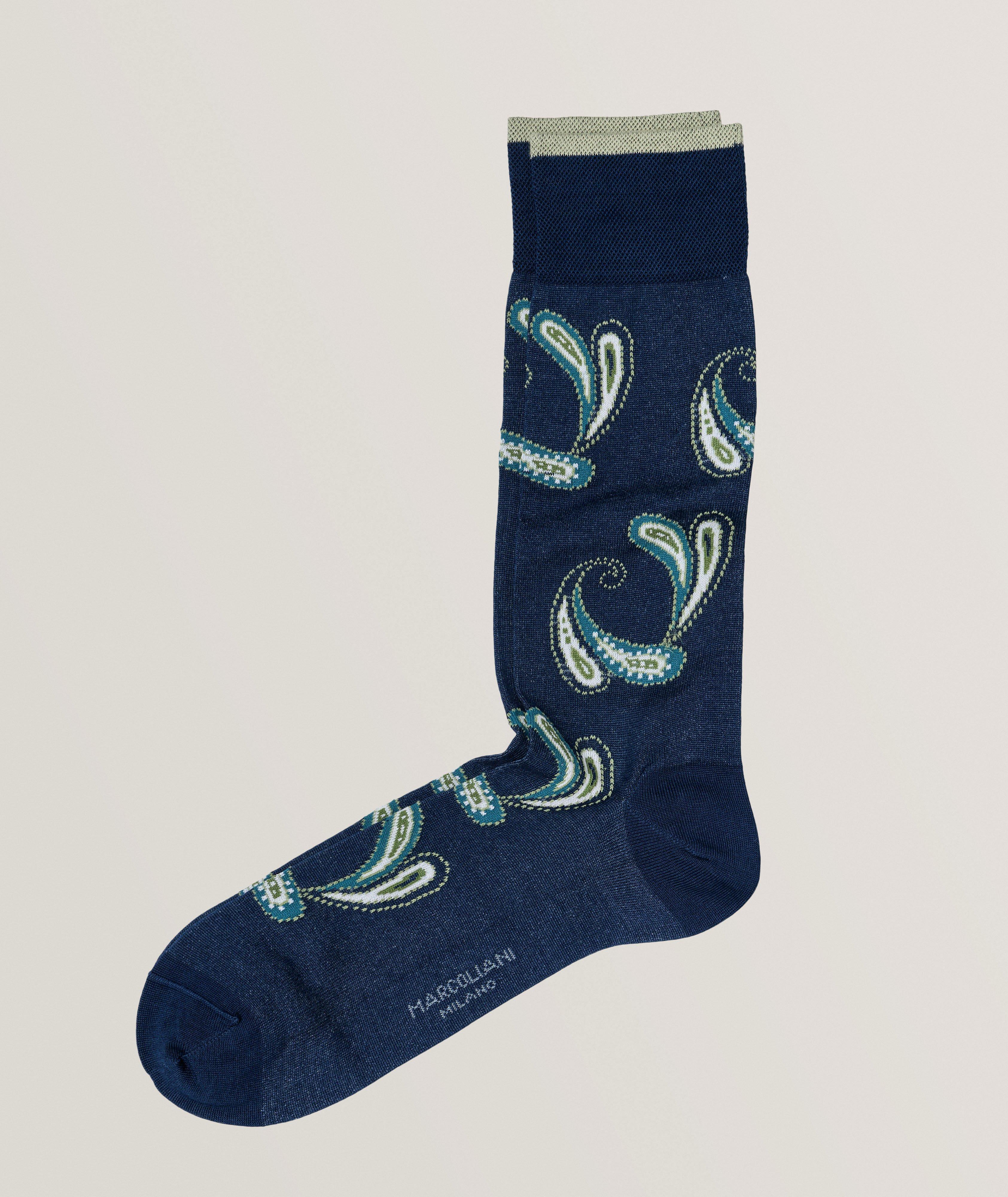 Marcoliani Agra Paisley Cotton Blend Crew Socks