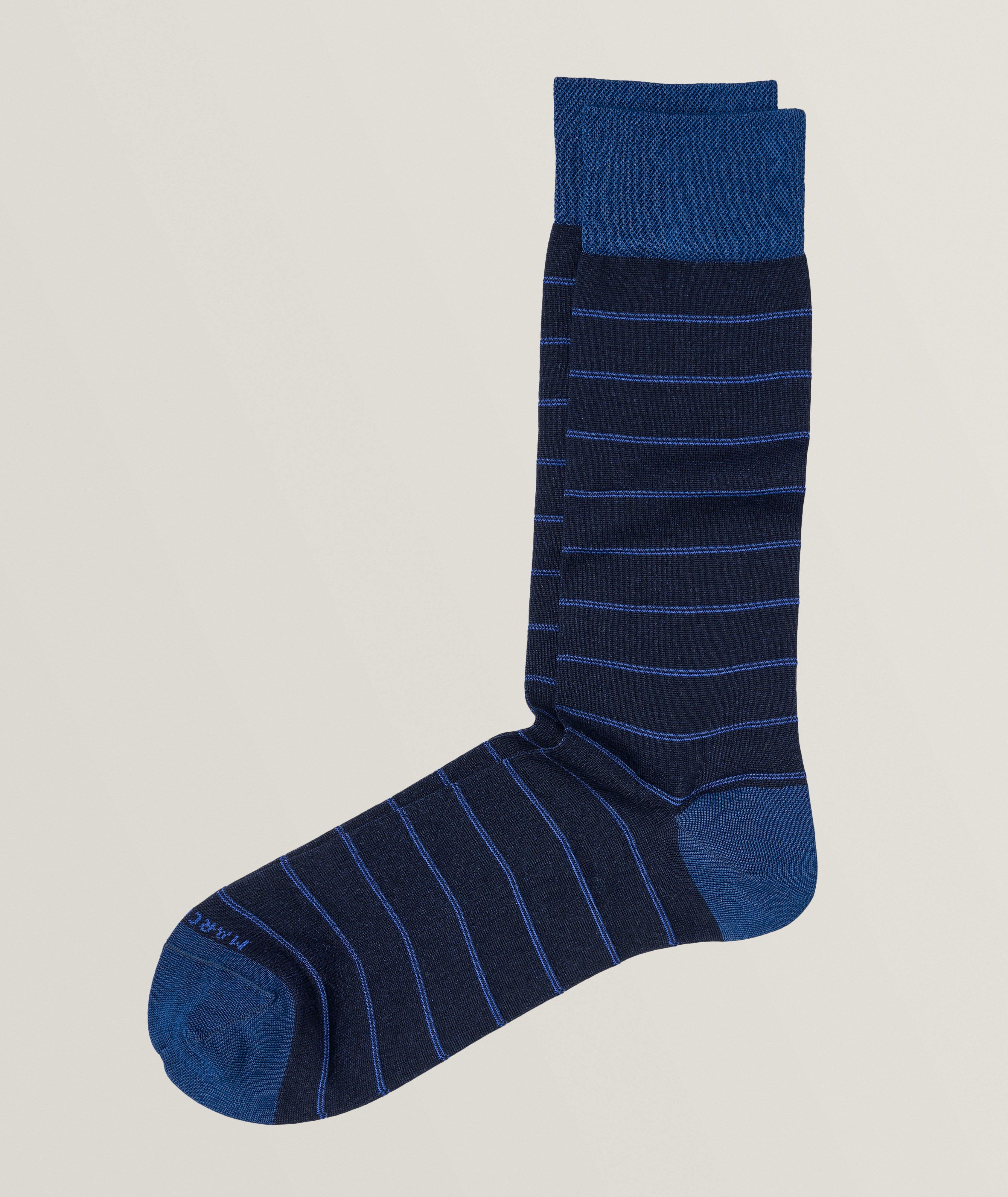 Micro Stripes Cotton Blend Crew Socks