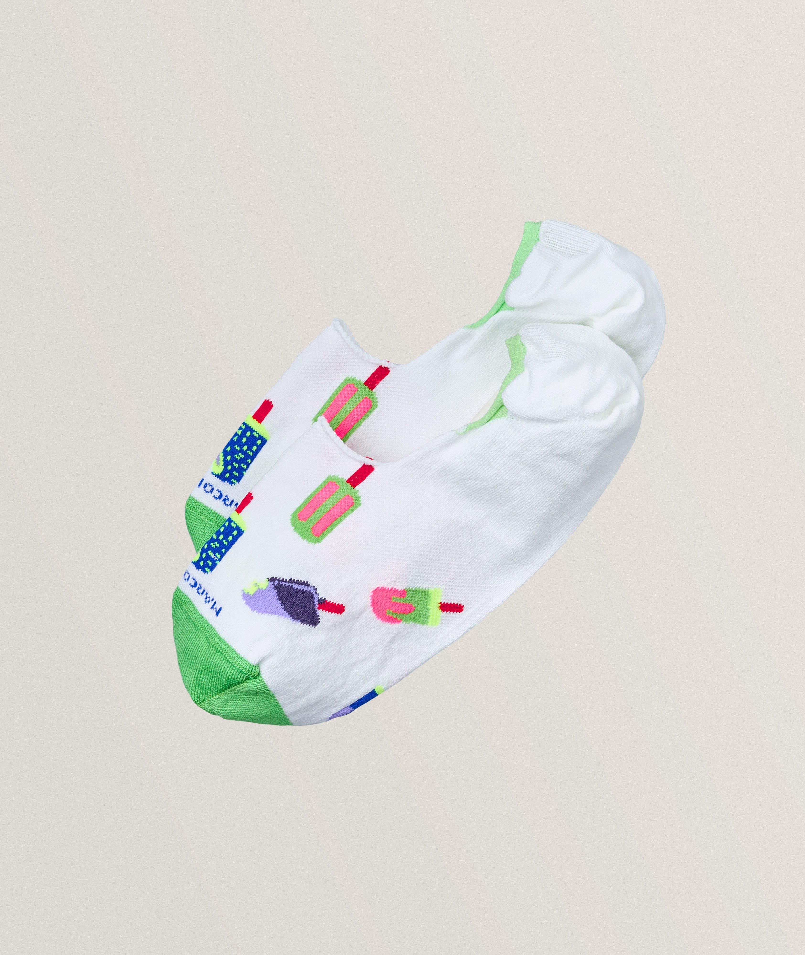 Marcoliani Chaussettes Courtes En Coton À Motif De Cornets De Crème Glacée En Blanc