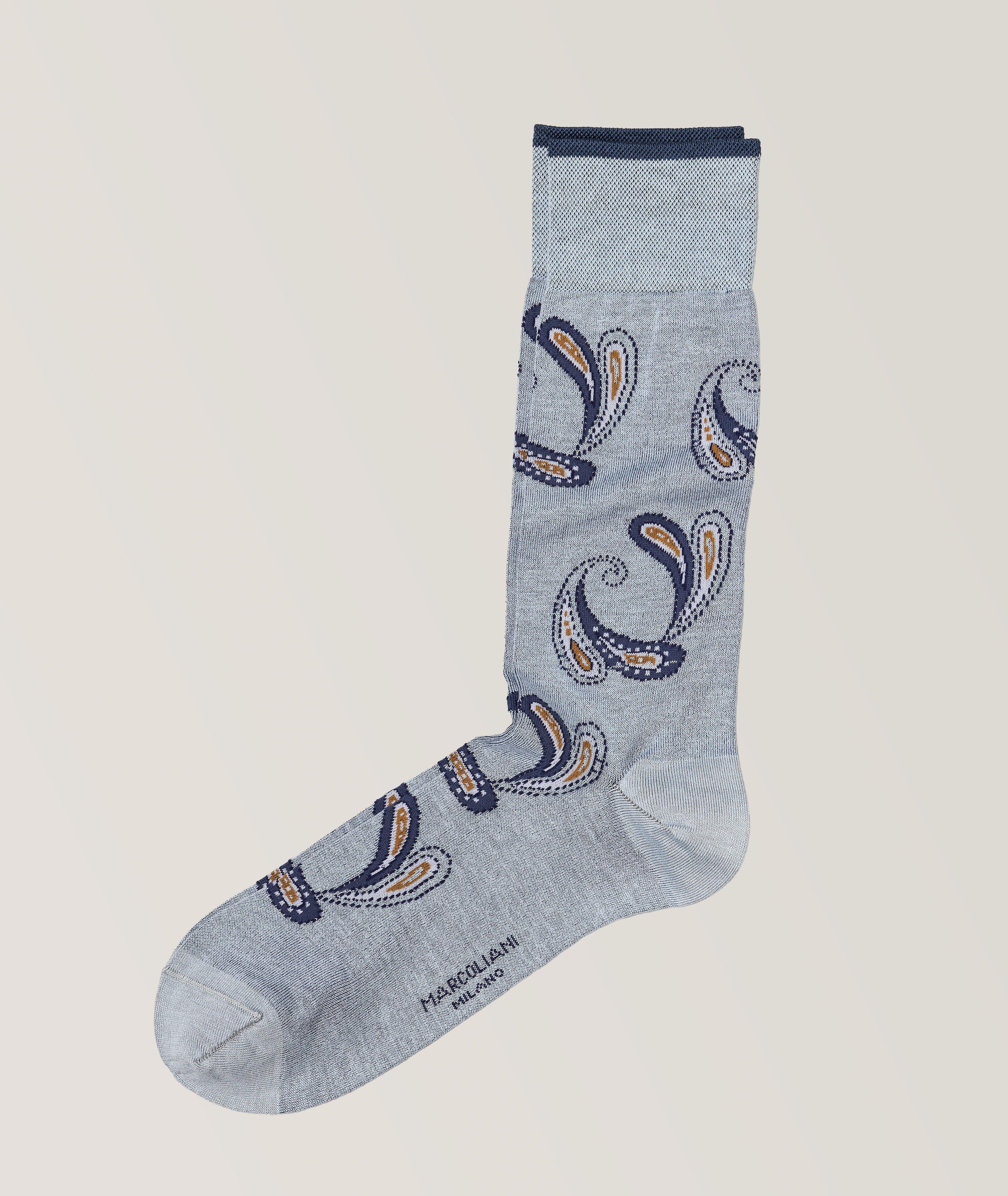 Marcoliani Agra Paisley Cotton Blend Crew Socks