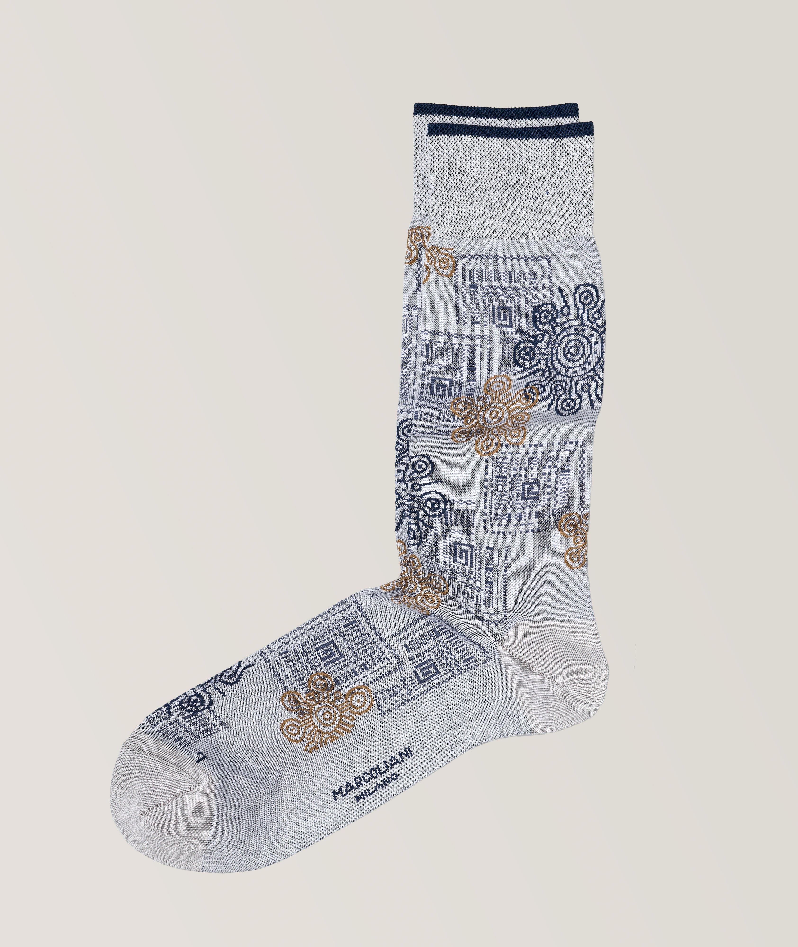 Marcoliani Jodha Decor Cotton Blend Crew Socks