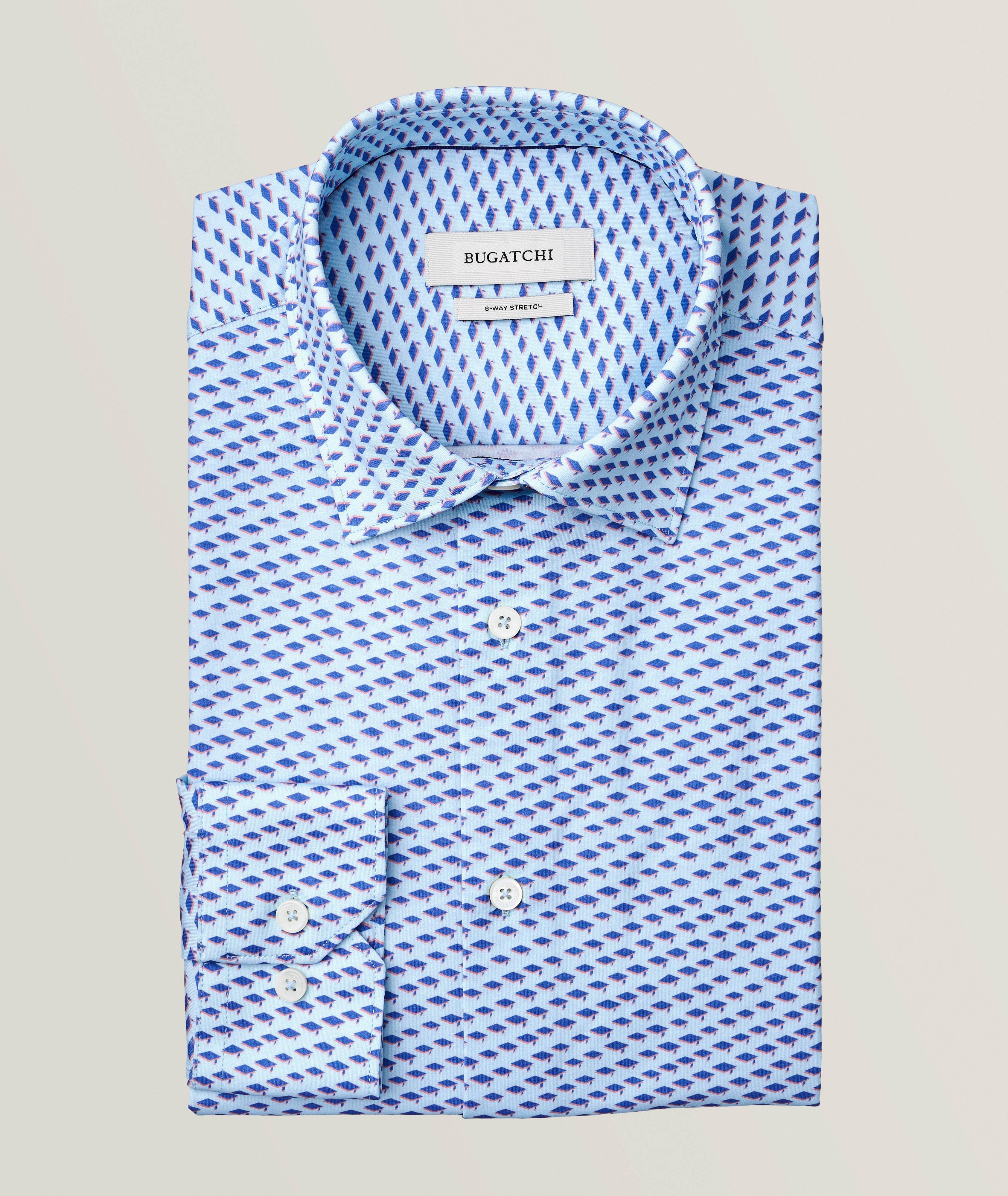 Bugatchi Chemise Décontractée En Tissu Ooohcotton À Motif Géométrique En Bleu , Taille Homme Moyen