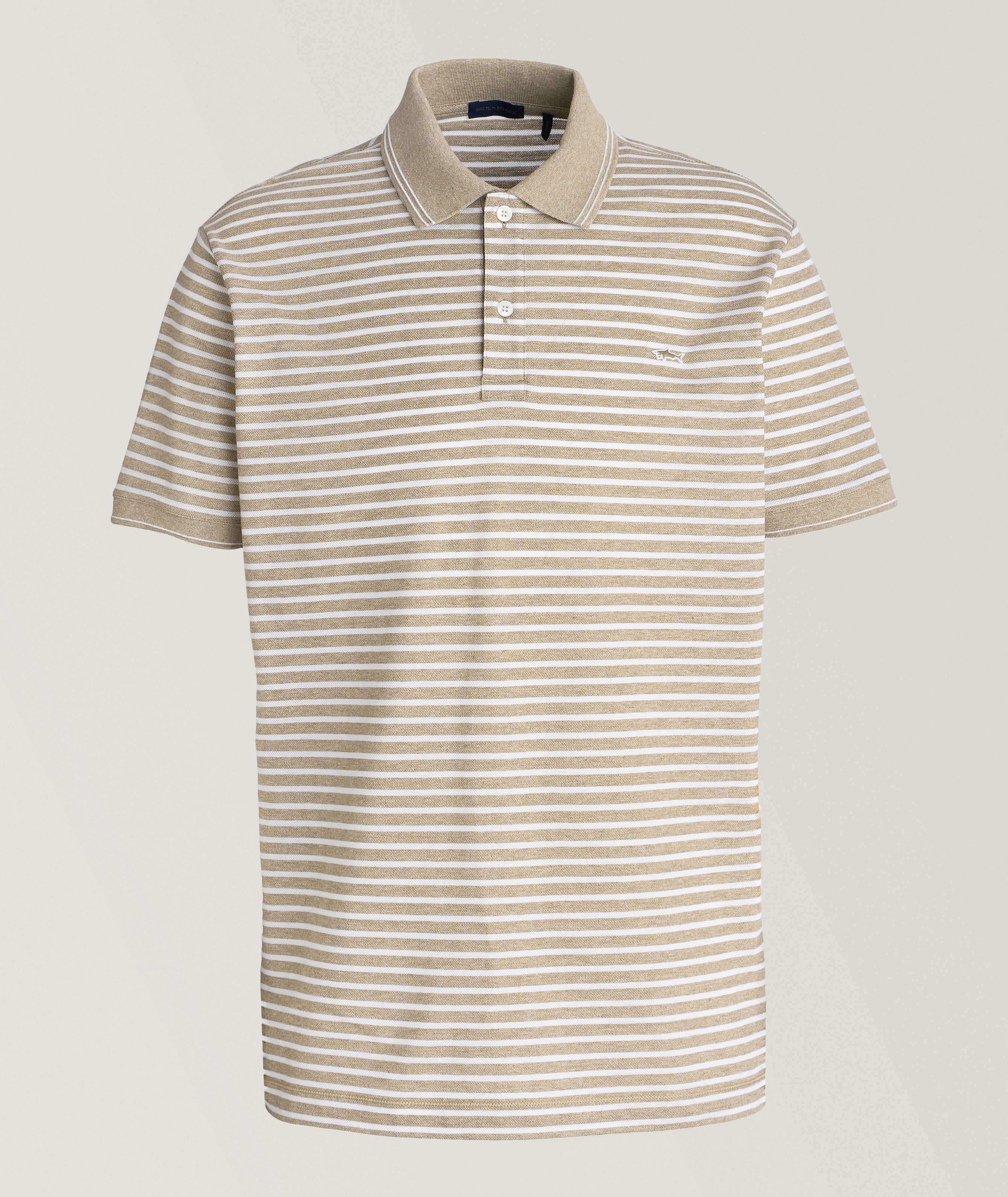 Paul & Shark Striped Cotton Polo In Brown , Men's Size 2XL