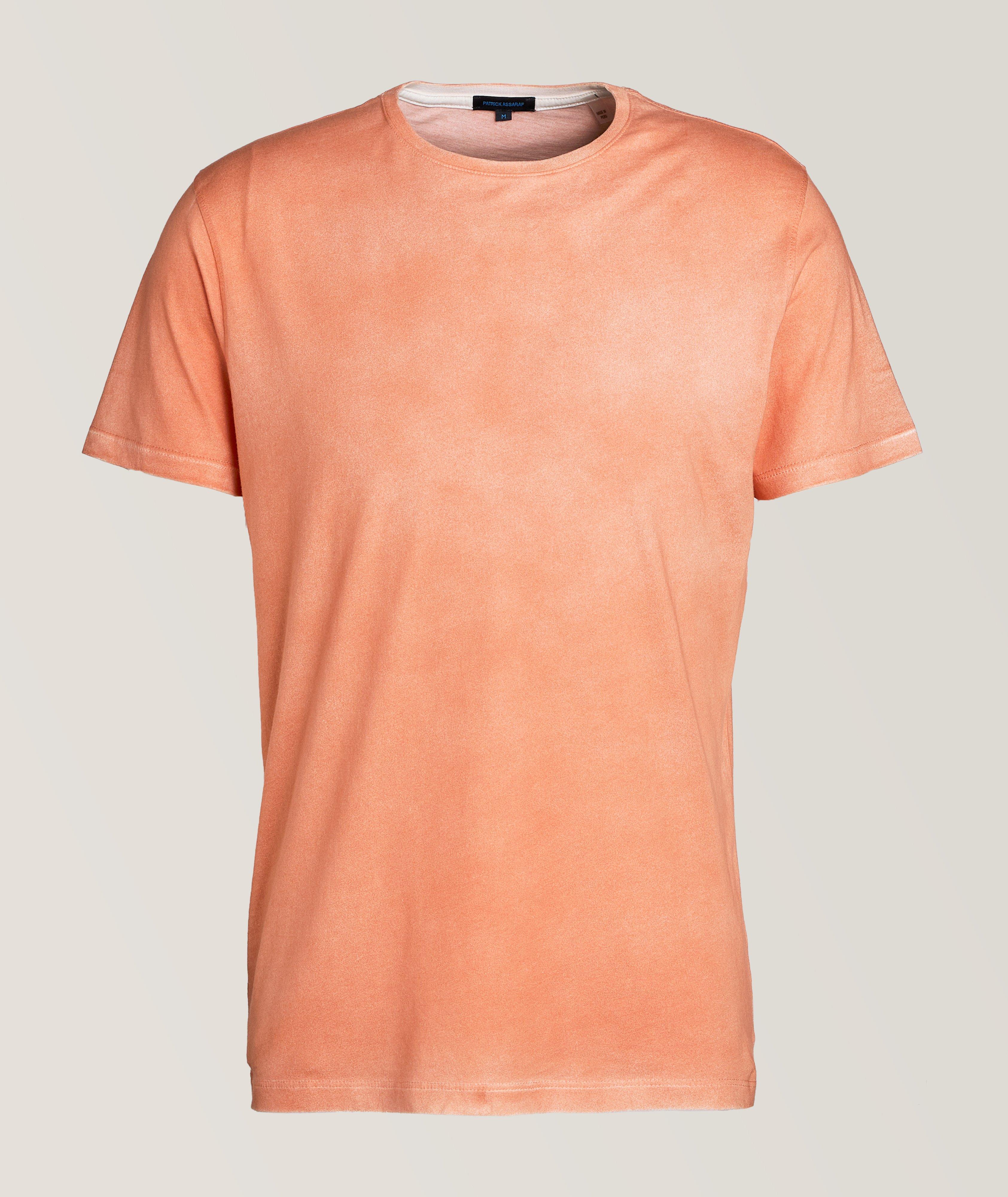 Patrick Assaraf Washed Pima Cotton T-Shirt In Orange , Men's Size Medium