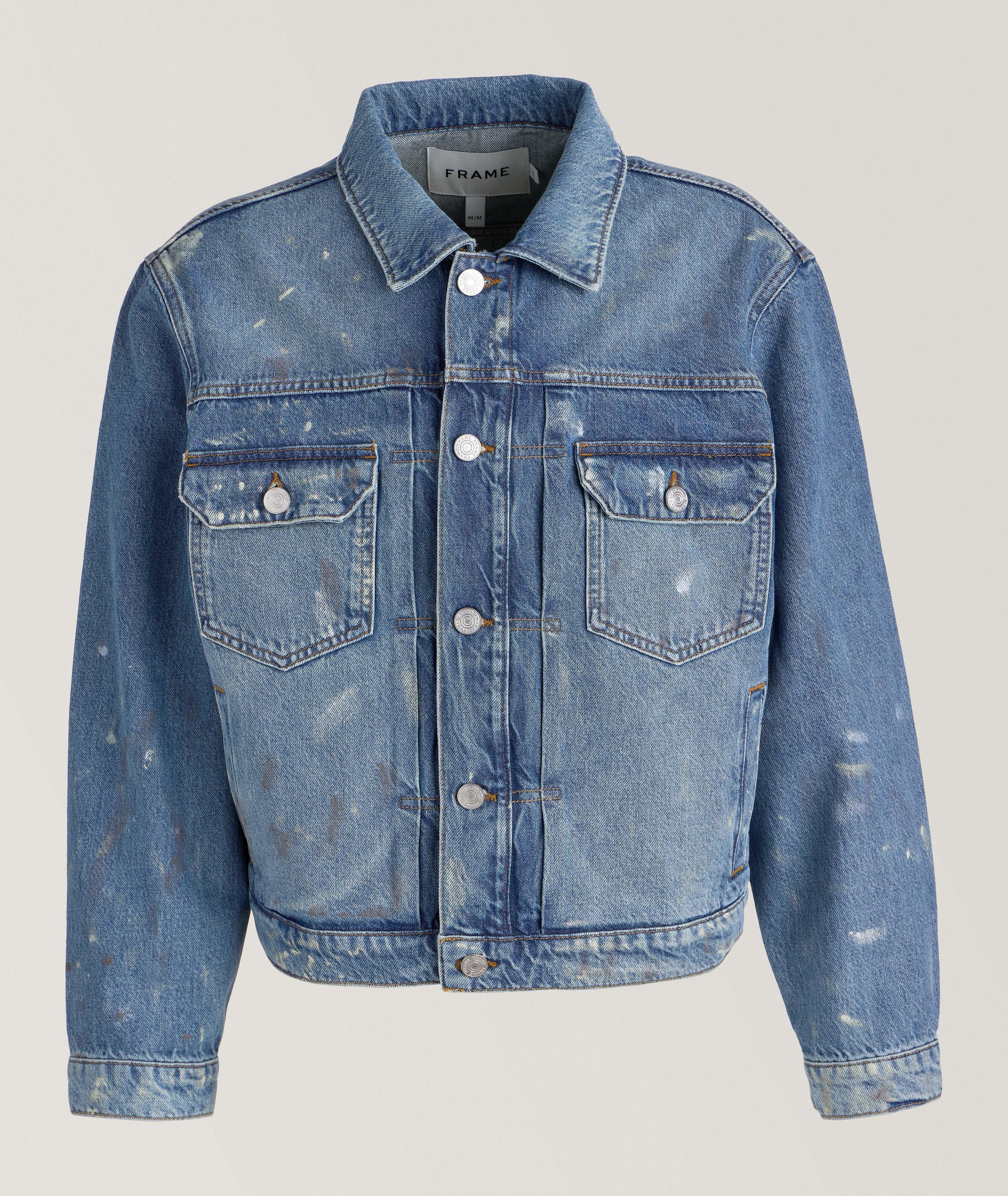 Frame Blouson En Denim À Effet Moucheté En Bleu , Taille Homme Grand