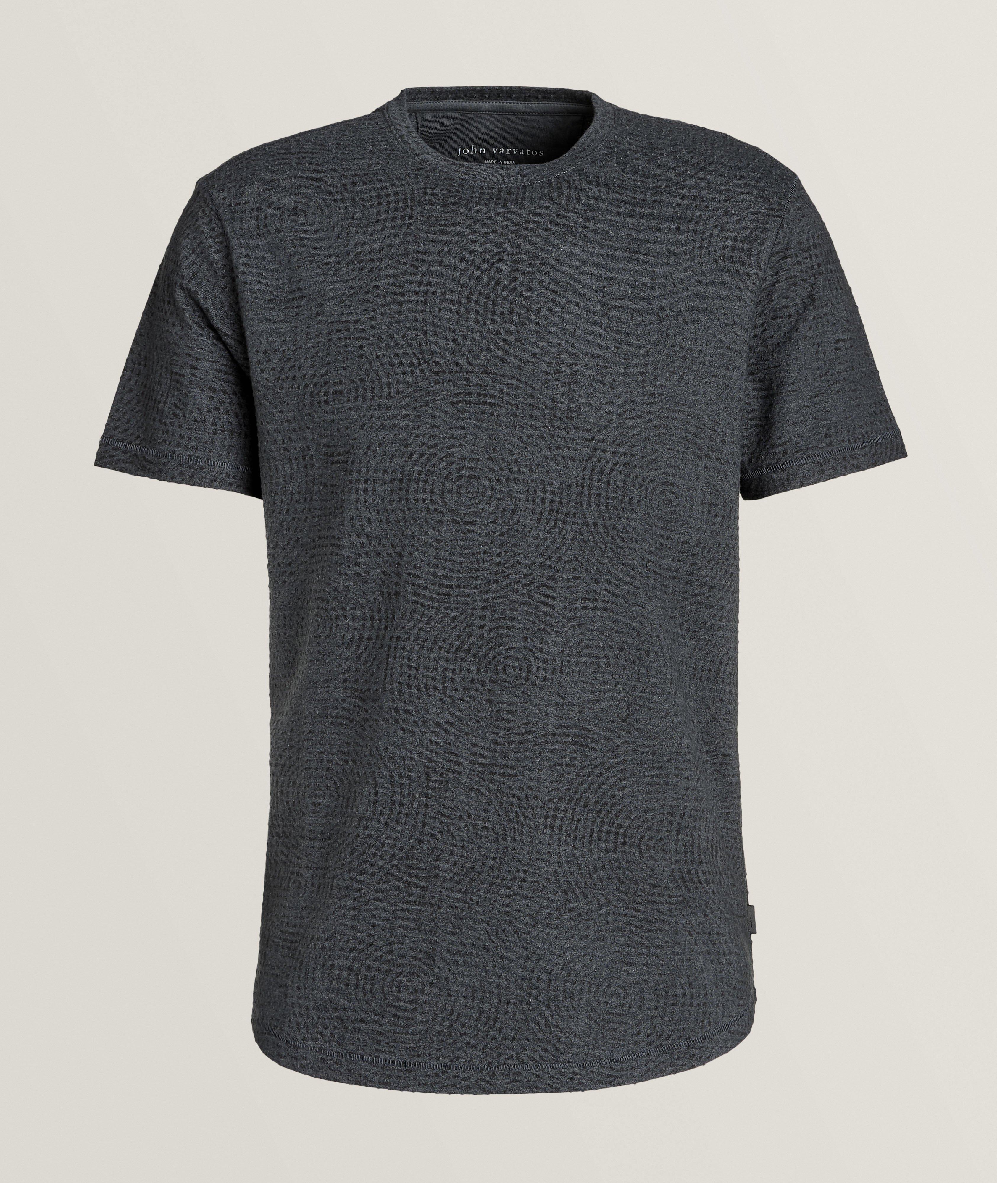 John Varvatos Textured Circular Stitch Cotton T-Shirt In Grey , Men's Size Small