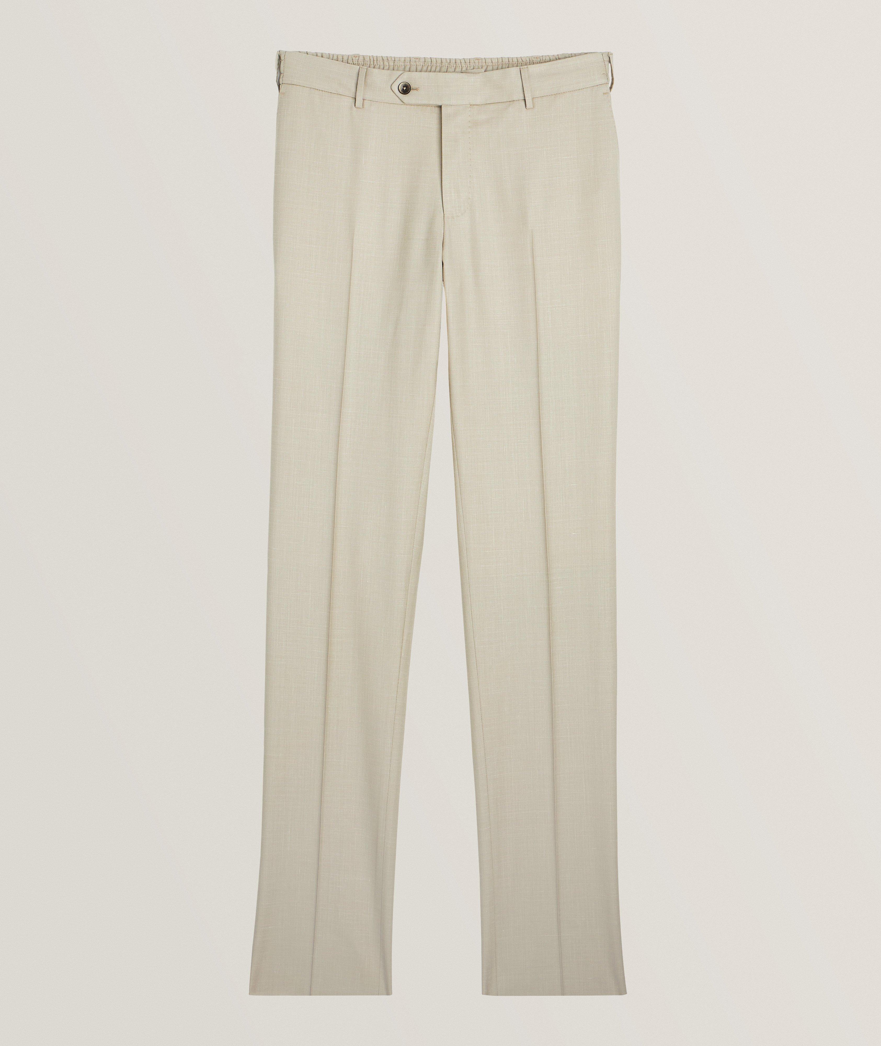 PT Pantalon En Lainage Extensible En Beige , Taille Homme 54 , Laine