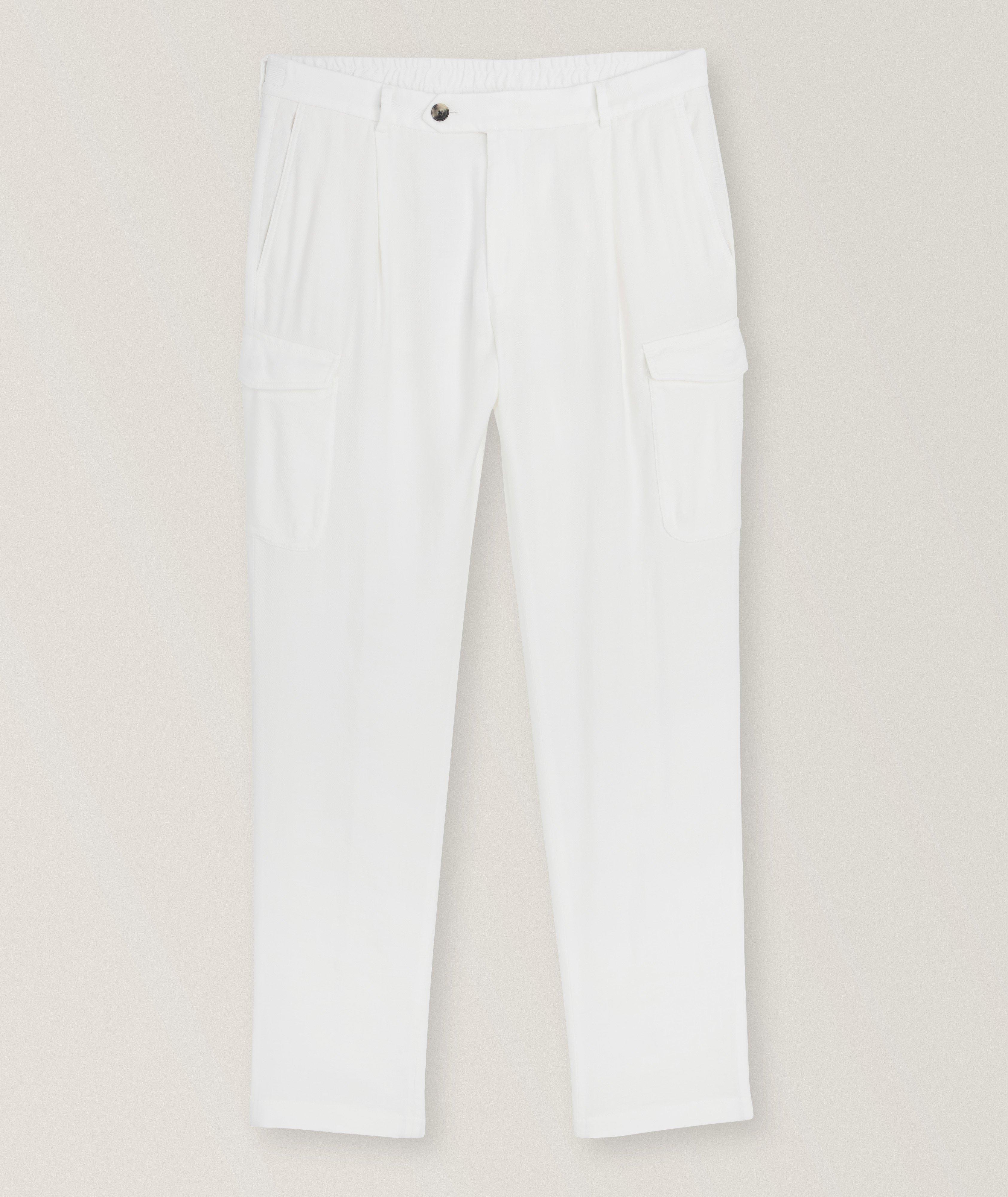 Famo Modular Pleated Cargo Linen-Blend Pants image 0