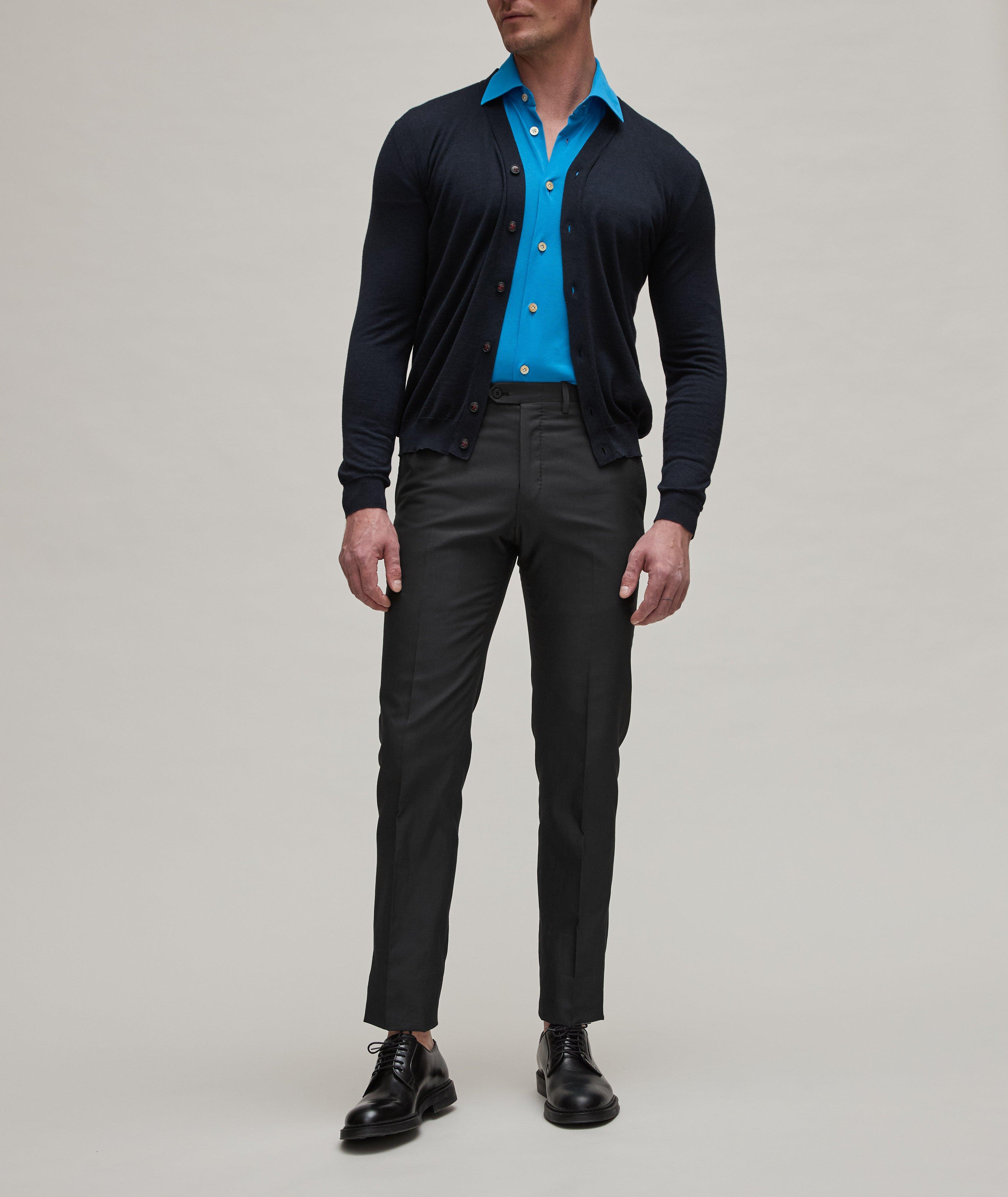 Mélange Washed Cotton Pleated Dress Pants image 4