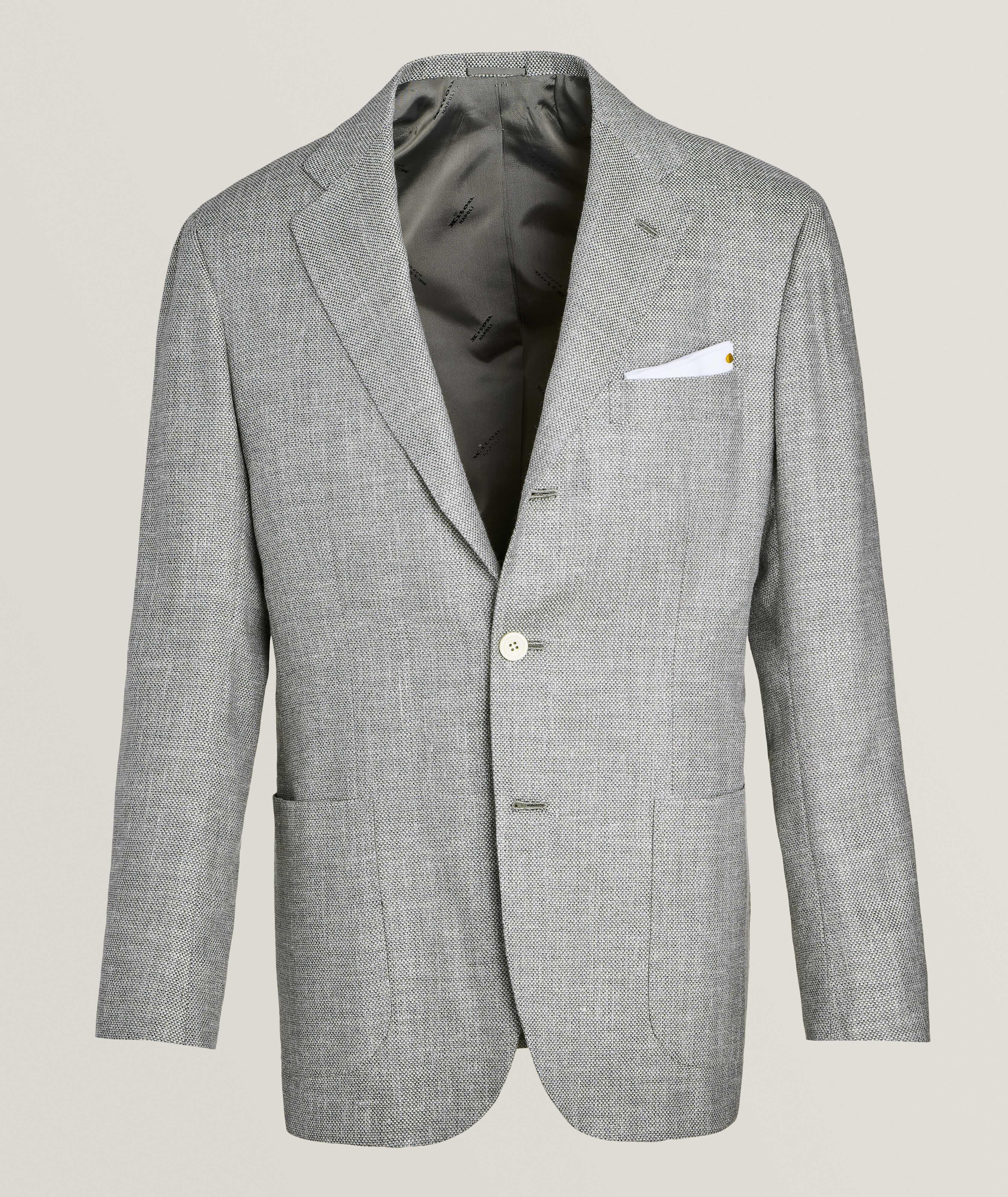 Kiton Veston En Lainage Texturé En Gris , Taille Homme 52 , Laine