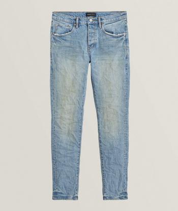 Purple Brand P002 Distressed Garment-dyed Slim-leg Jeans - Blue