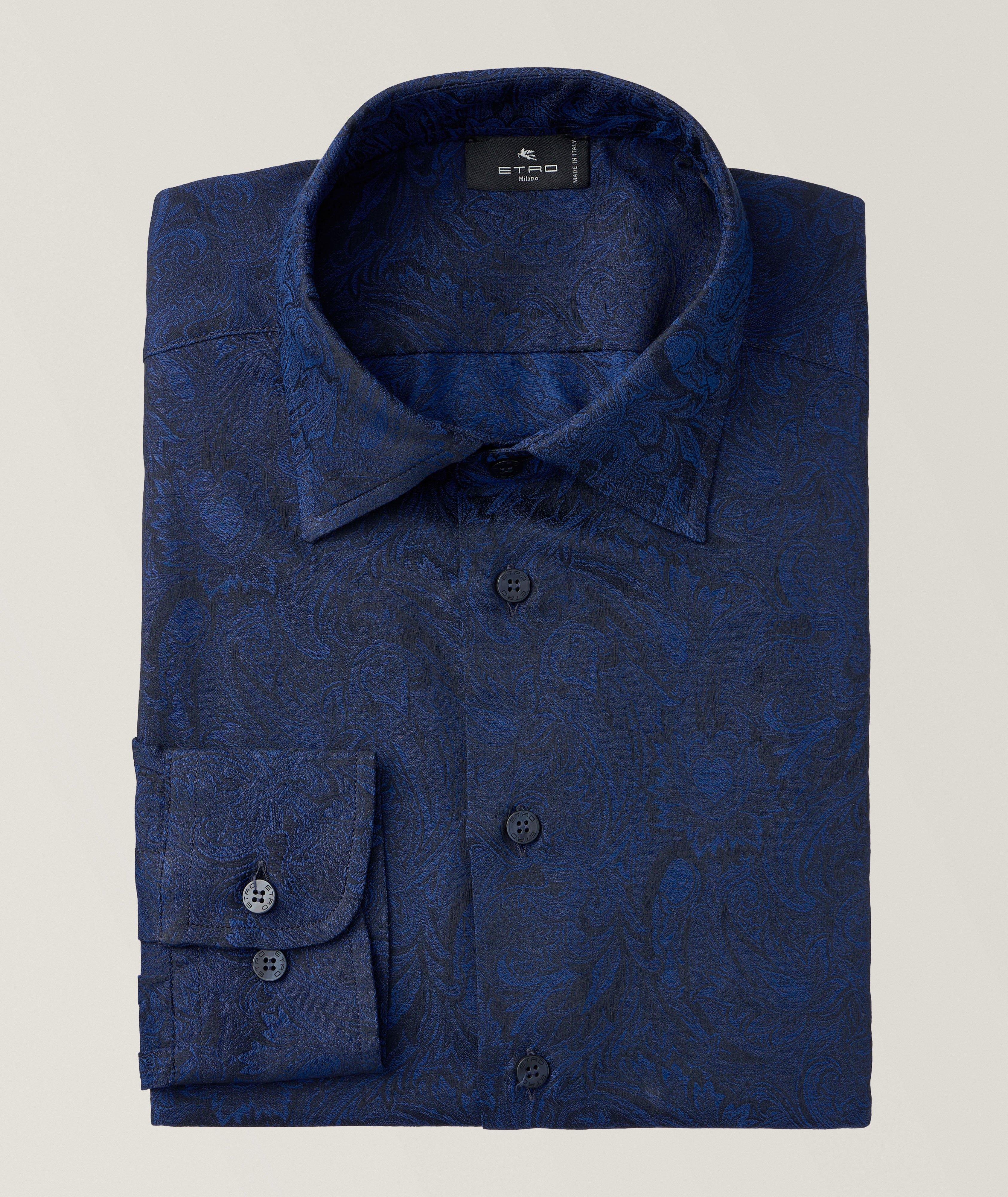 Etro Chemise Décontractée En Coton À Motif Paisley En Bleu , Taille Homme 16